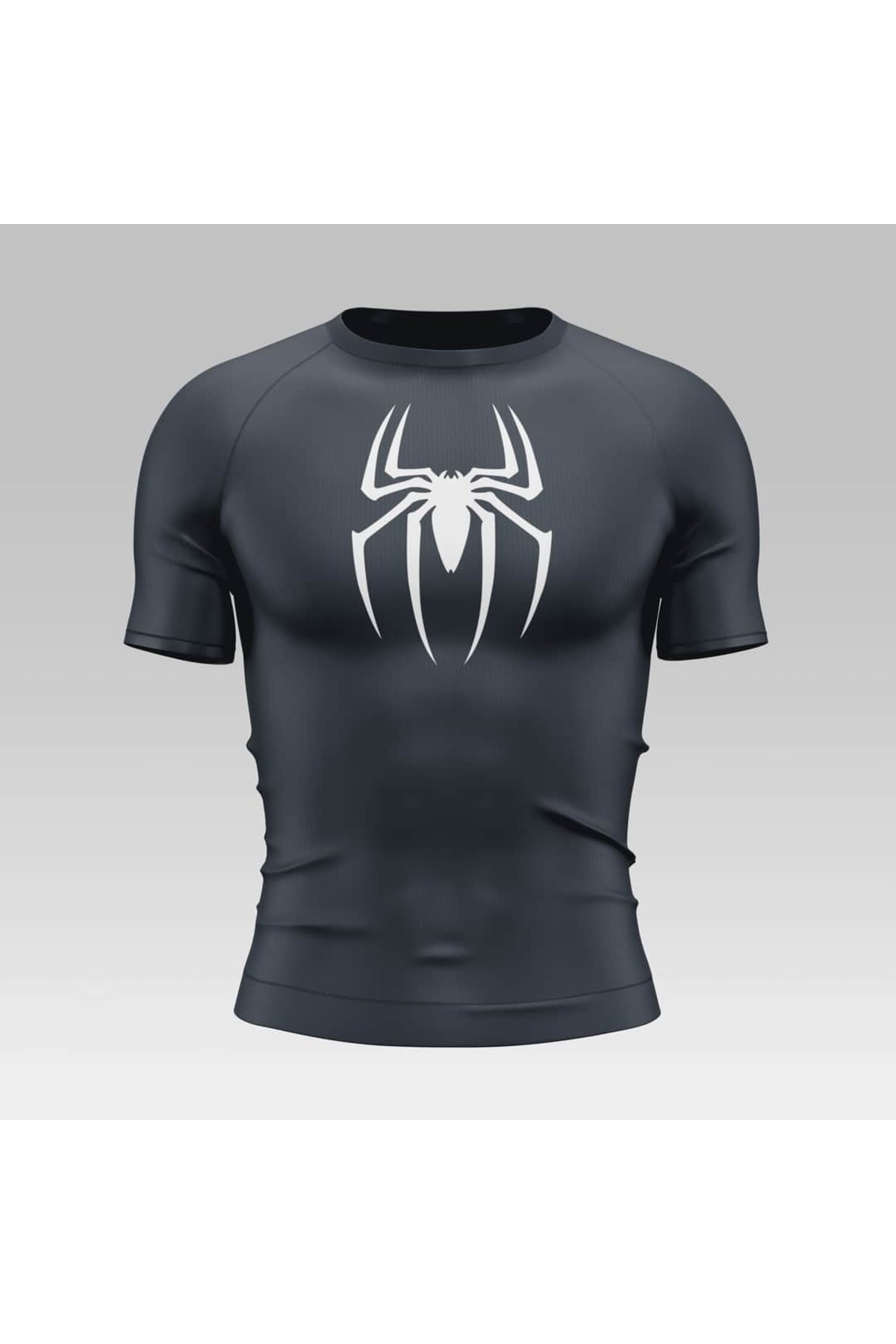 Yokedwear Örümcek Compression Dar / Slim Tişört gri Unisex Genç görsel 3