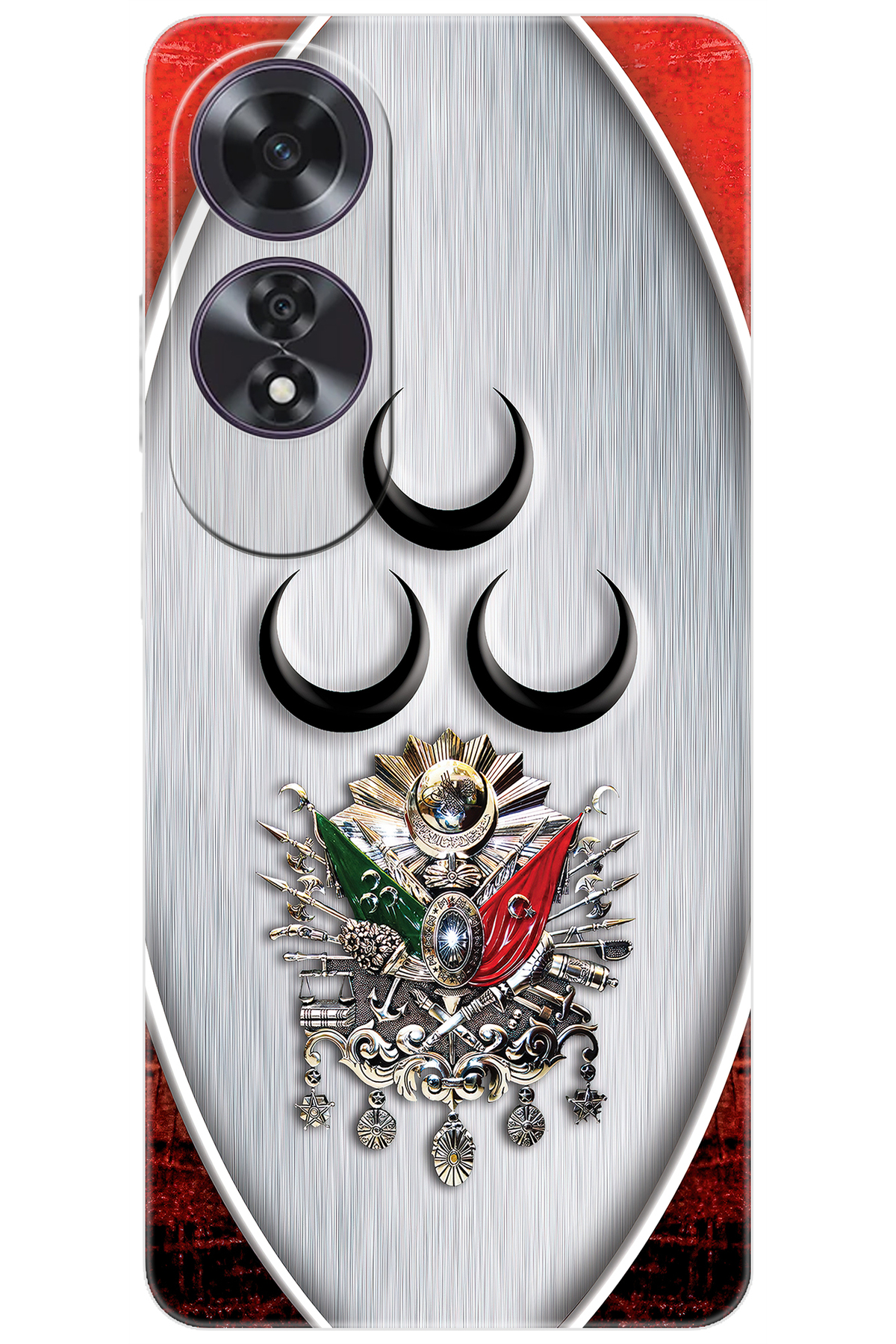 OPPO A60 (CPH2631) Compatible Sheath Pattern Printed Silicone Three Crescent Tughra Design NGO:425 CP-9nAUtRh