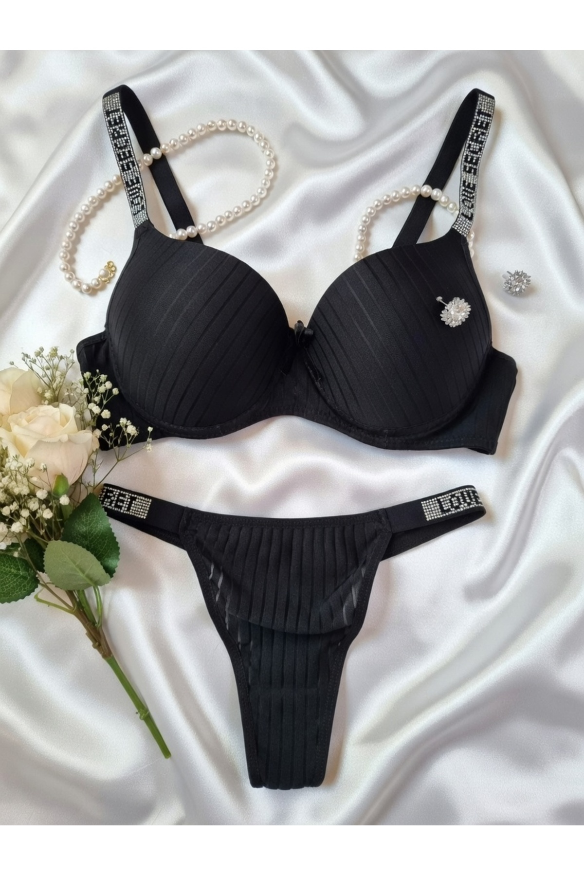 WOMEN'S WORLD FANTASY NEW SEZON PUSH UP TANGA KÜLOT TAŞLI SÜTYEN TAKİM