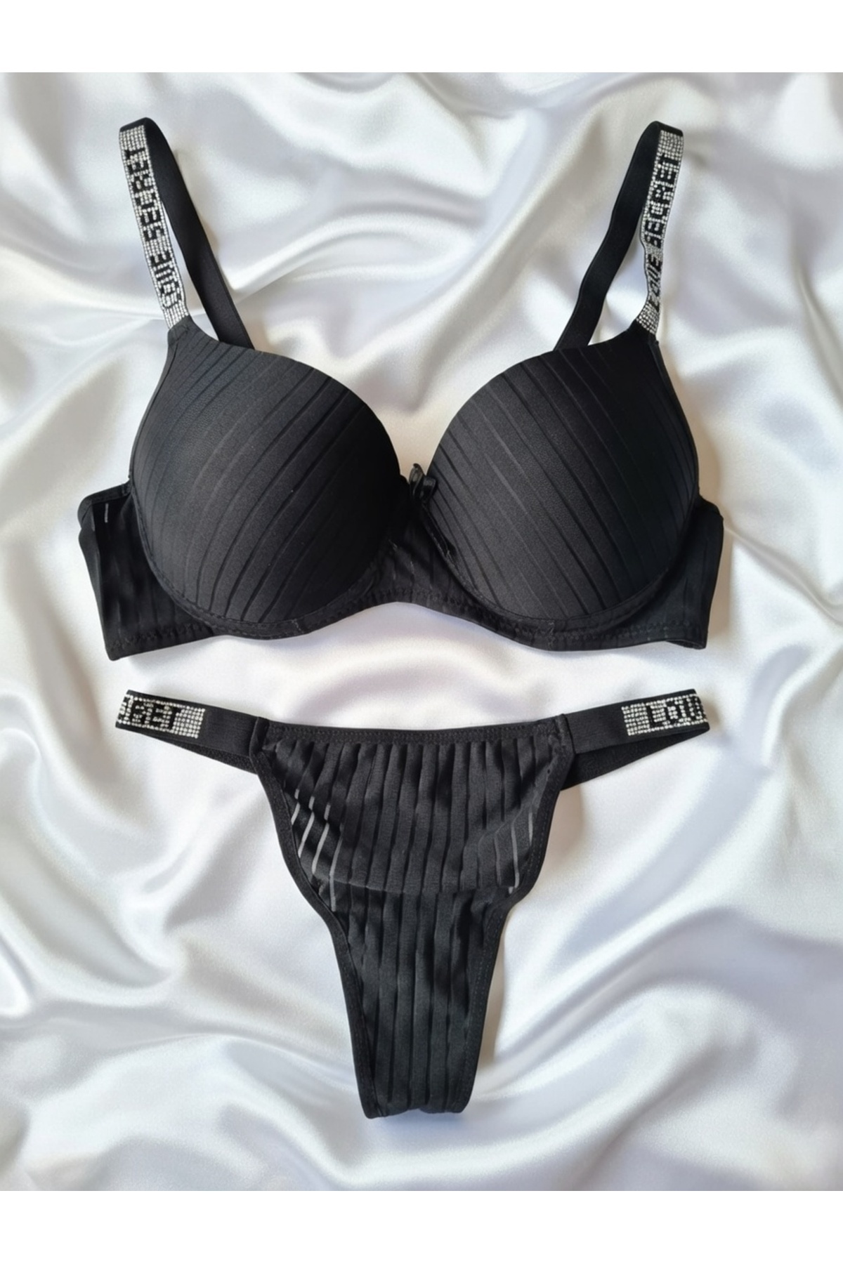 WOMEN'S WORLD FANTASY NEW SEZON PUSH UP TANGA KÜLOT TAŞLI SÜTYEN TAKİM görsel 4