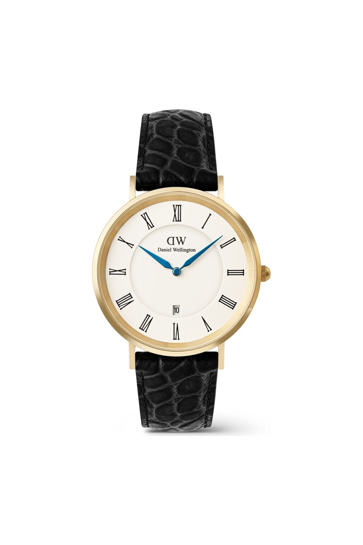 ヒンメリ　Y-2 Daniel Wellington Classic Roman Numerals Date Black Croc Belly G