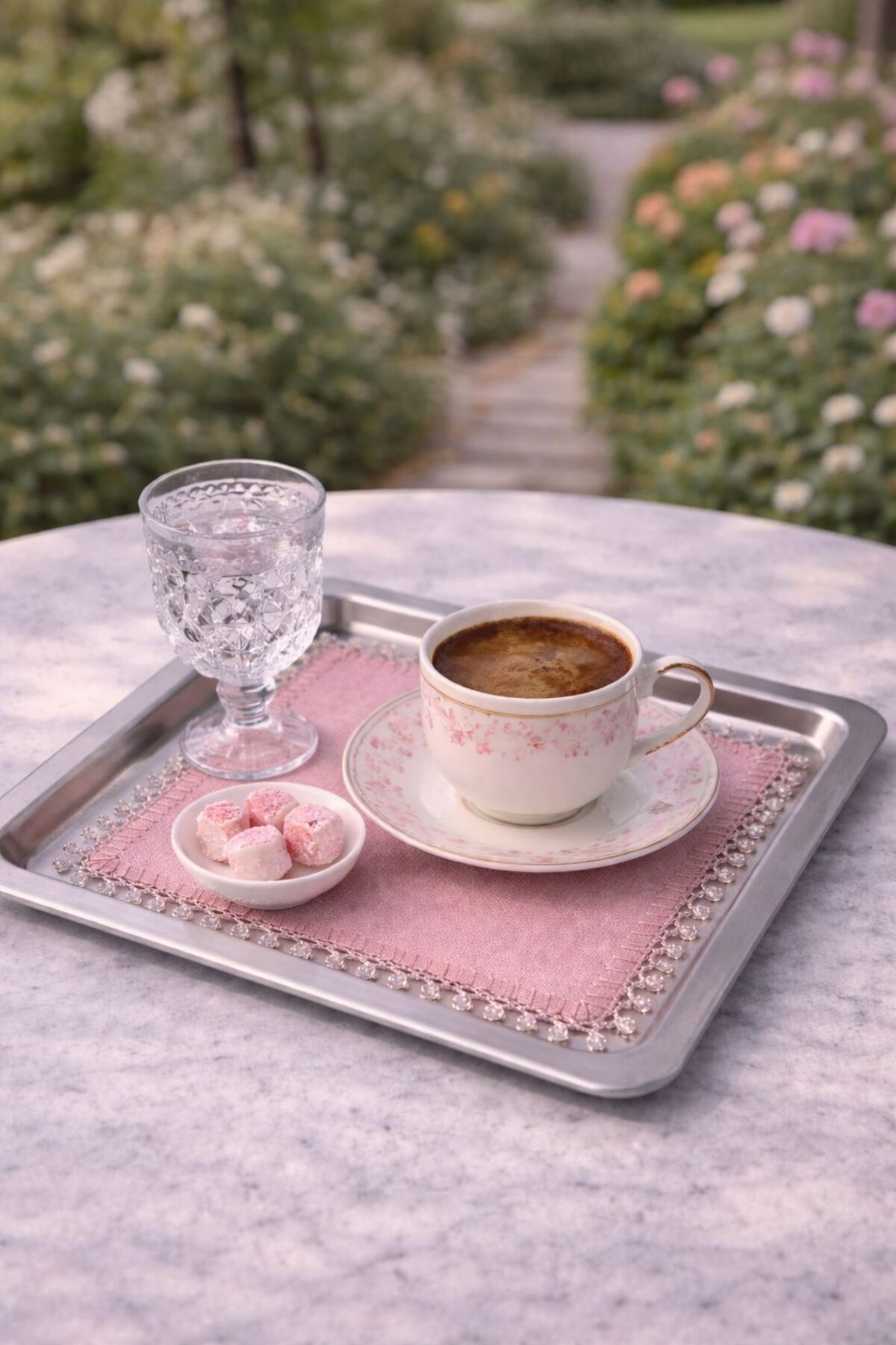 Kristal Boncuk Detaylı Pudra Sunum Peçetesi (1 Adet)