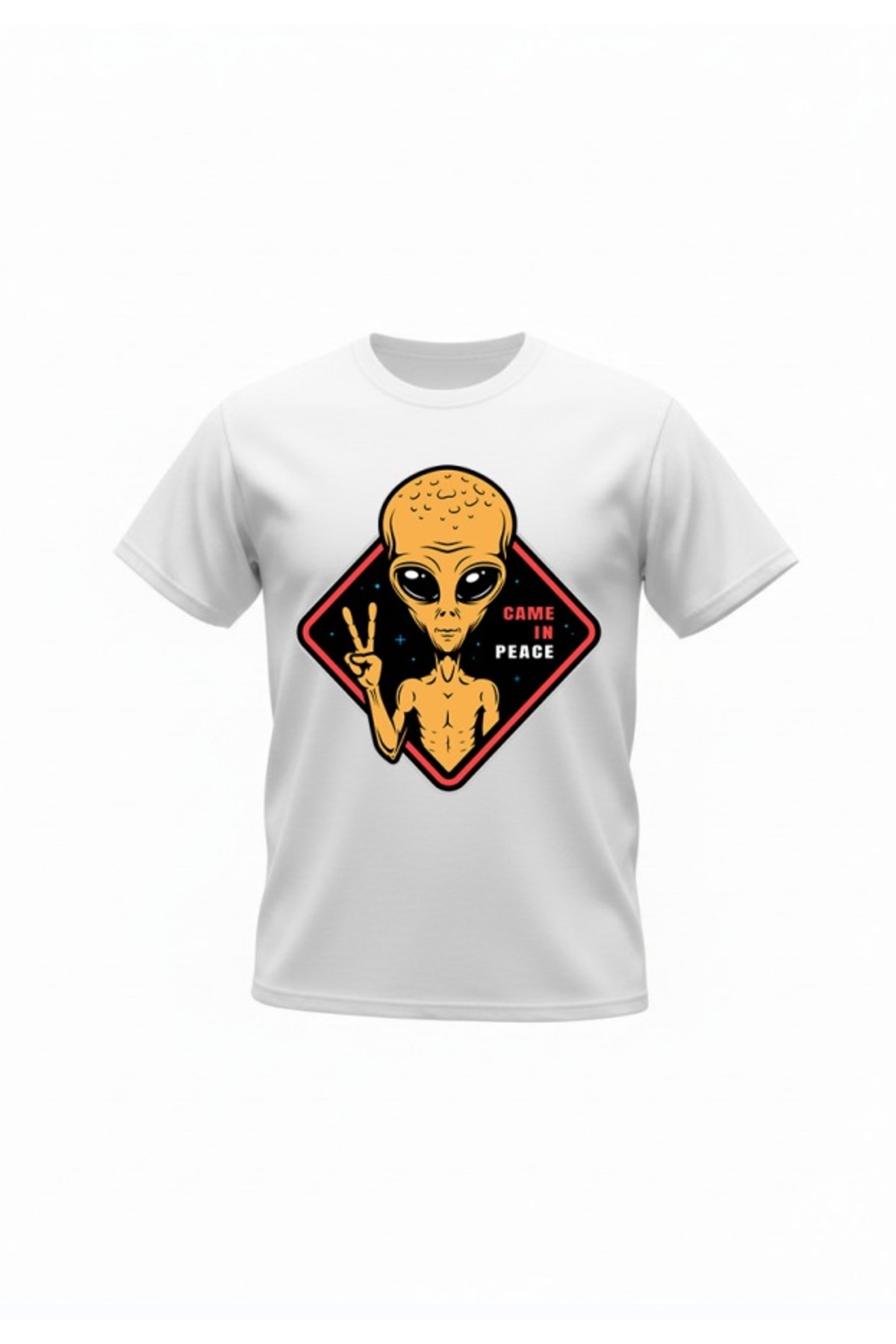 URBANTRENDSTORE Unisex Alien Peace Printed Oversize Fit Comfortable Wide Loose T-Shirt Casual T-Shirt
