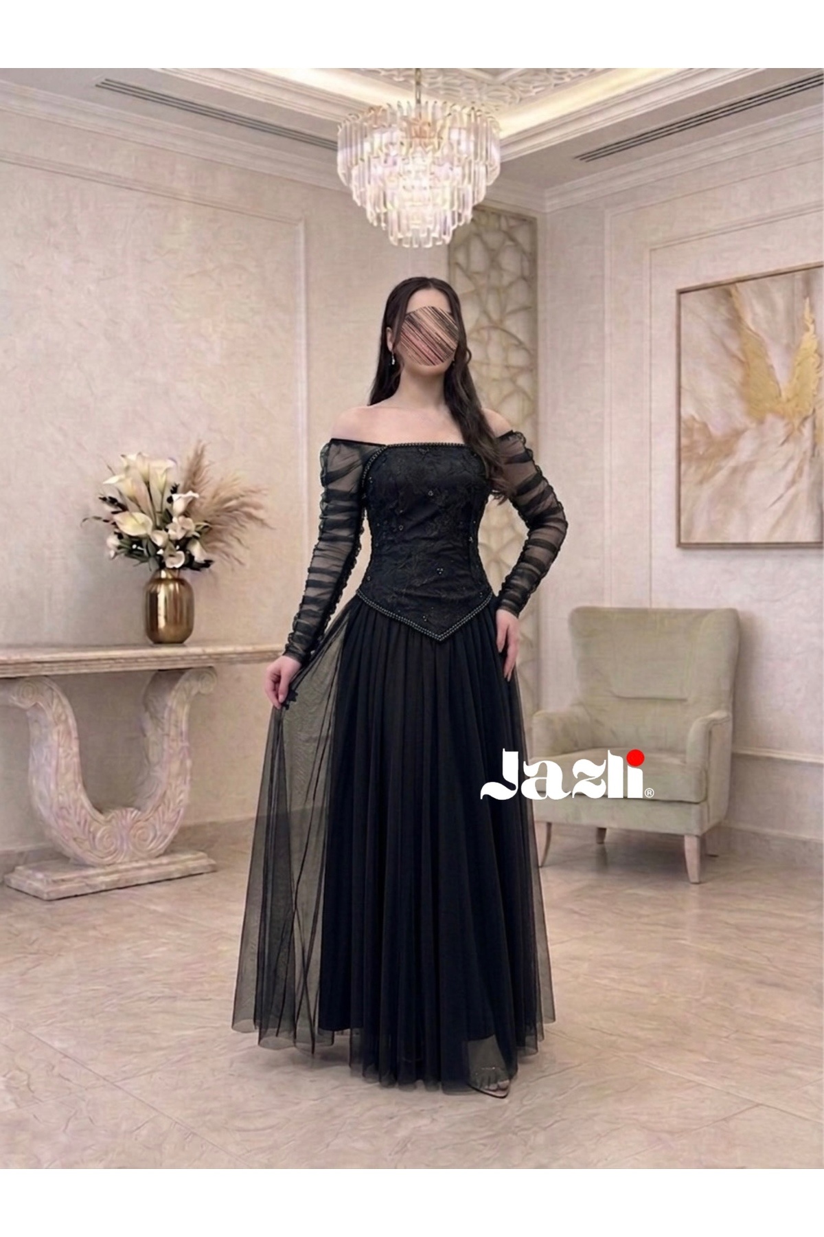 Jazli Veronica Bella Lace and Tulle Evening Dress- Trendyol