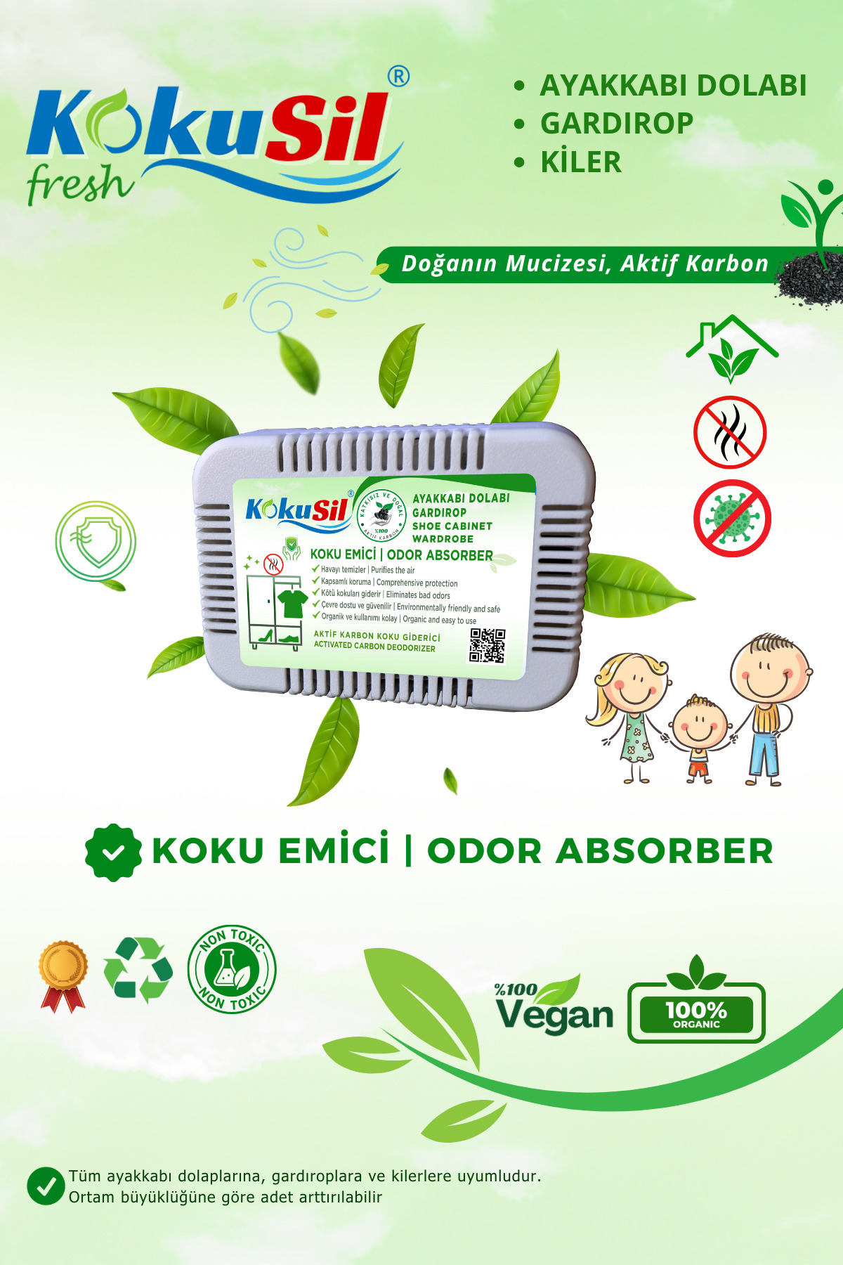 Ayakkabı Dolabı Koku Giderici ve Koku Emici 2 li Paket — KSD200 — تصویر 3 از 7