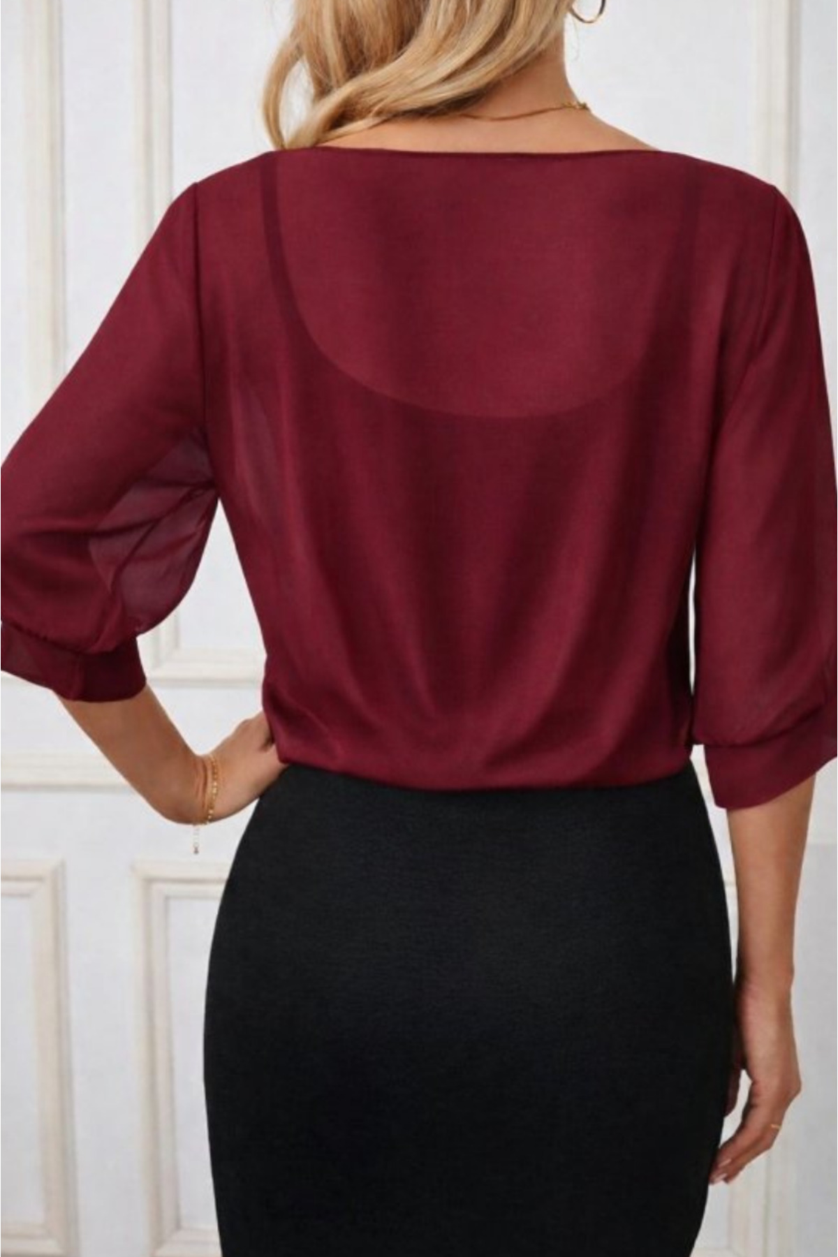 Kokosh moda  Kadın Truvakar Kol Önden Bağlamalı Kısa Şifon Bolero Ceket - Görsel 2