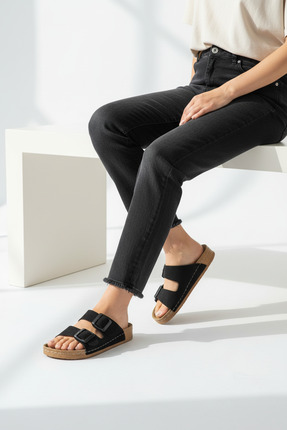 agilashoes AGILA NoirStep Çift Toka Süet Görünümlü Kadın Terlik – Günlük Raha...