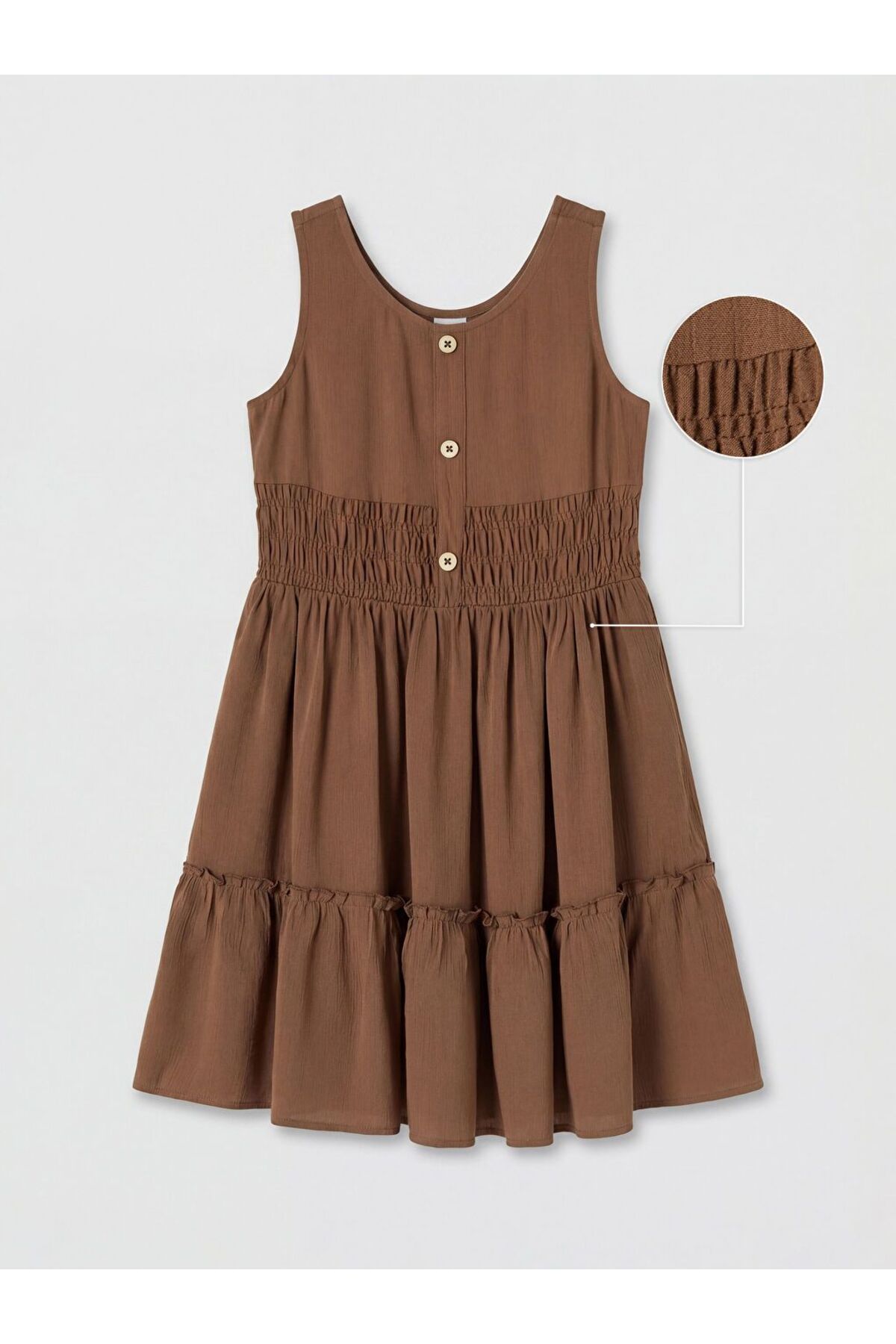 LC Waikiki LCW Kids Bisiklet Yaka Kız Çocuk Katlı Elbise