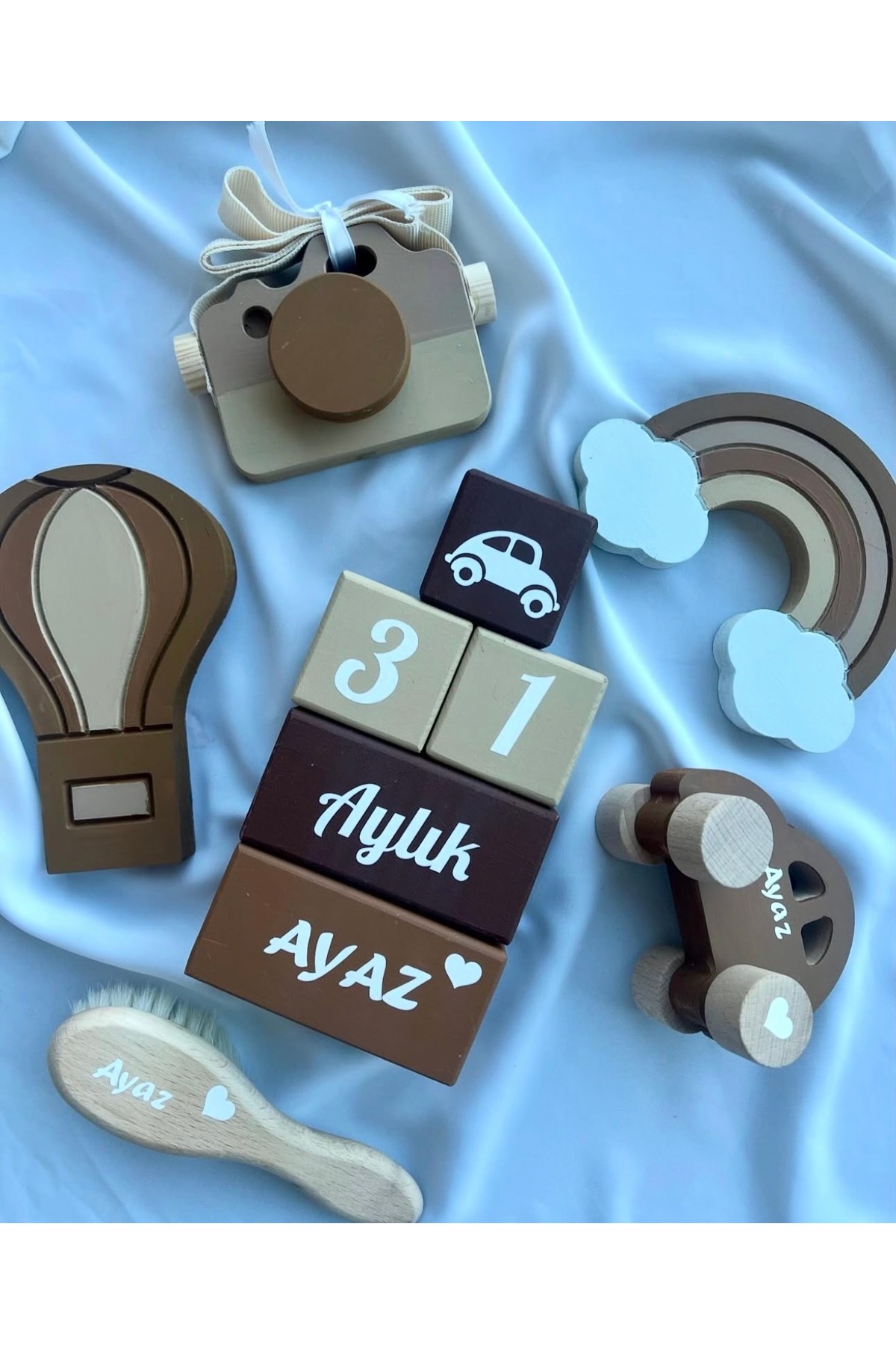 Kahverengi objeli set bebek hediyelik