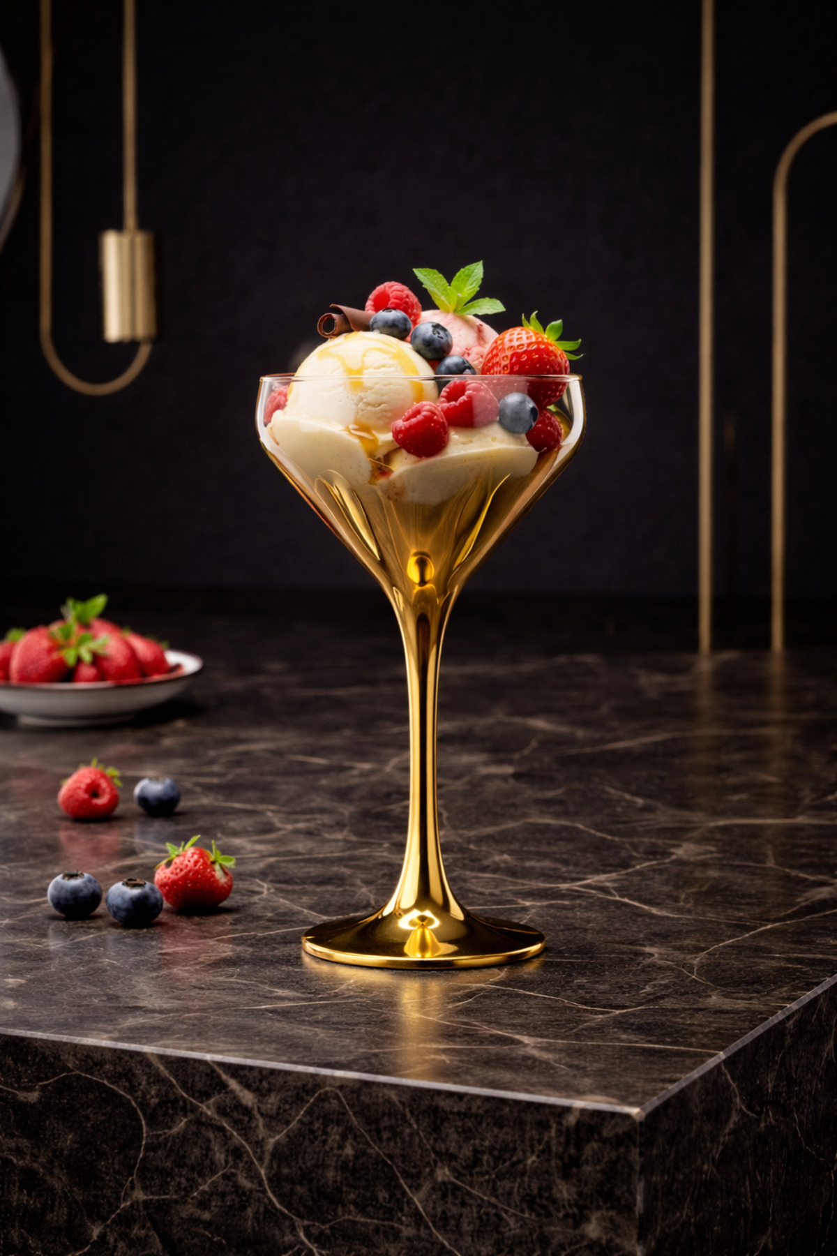 6-Piece Gold Footed Ice Cream Bowl Set – Luxury Glass Dessert, Magnolia, Ice Cream and Serving