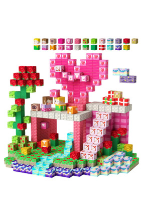 magnetcraft Manyetik Pembe Şehir Seti - 150 Parça - 2.5cm Bloklar