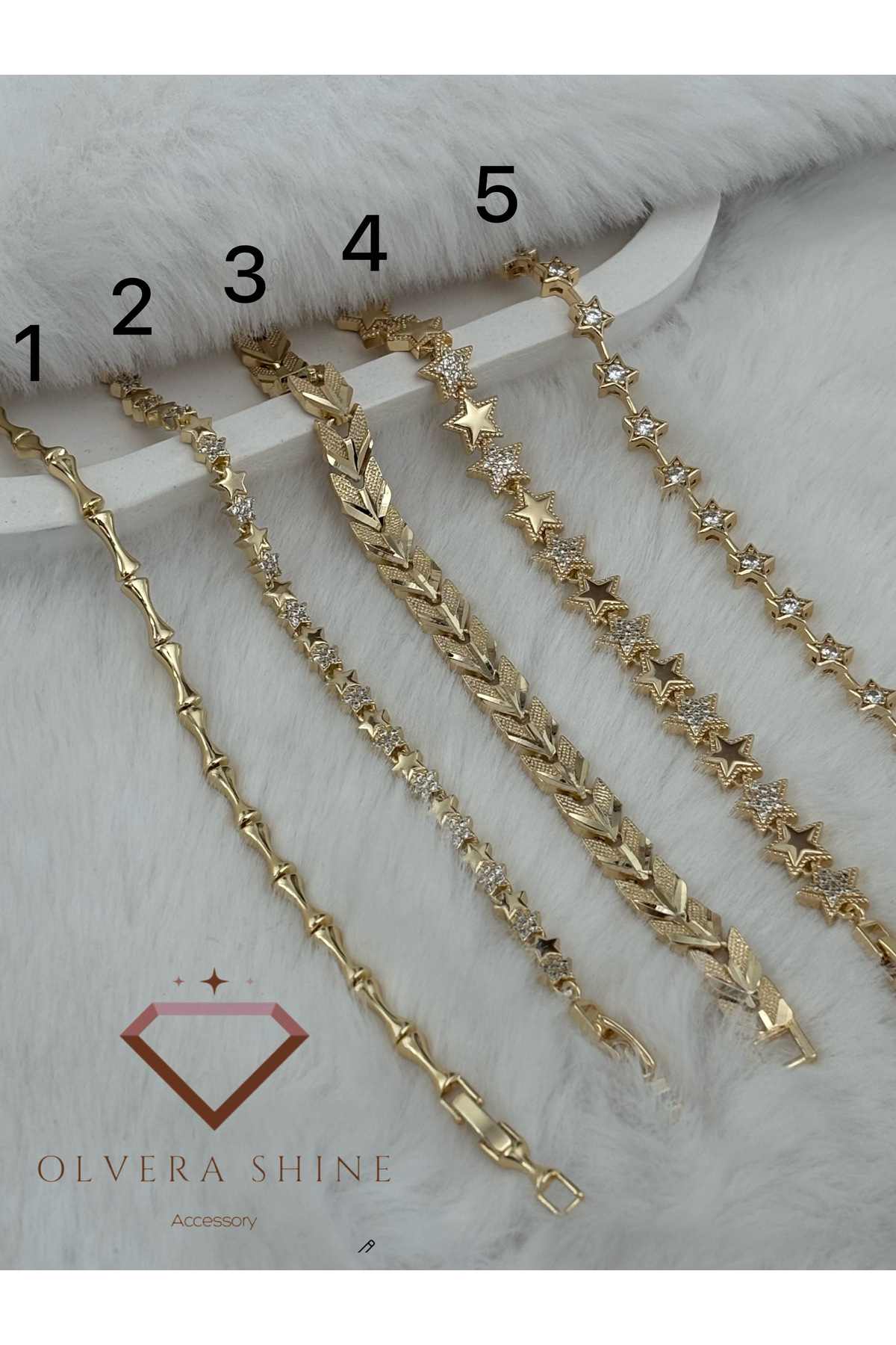olvera shine CM Jewellery-14k Kaplama Bileklik Gold/Paslanmaz Çelik