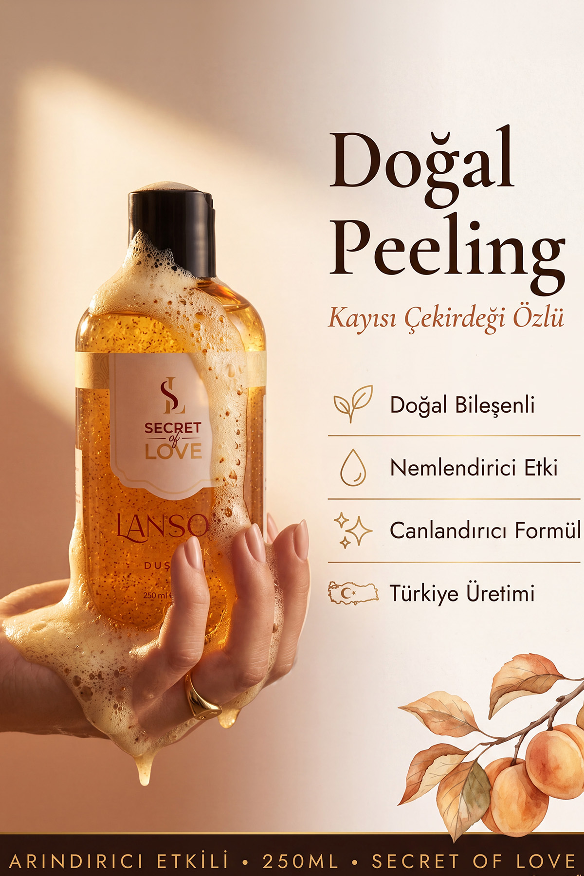 SECRET OF LOVE Lansom Peeling Duş Jeli Arındırıcı Etkili Tanecikli