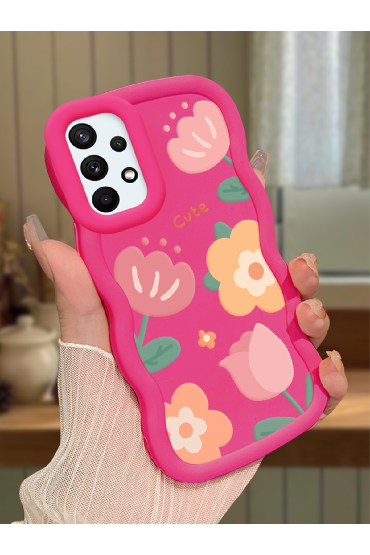 Samsung Galaxy A73 Compatible fuchsia Silicone Case Camera Protected Shock Absorbing Design Stylish Printing