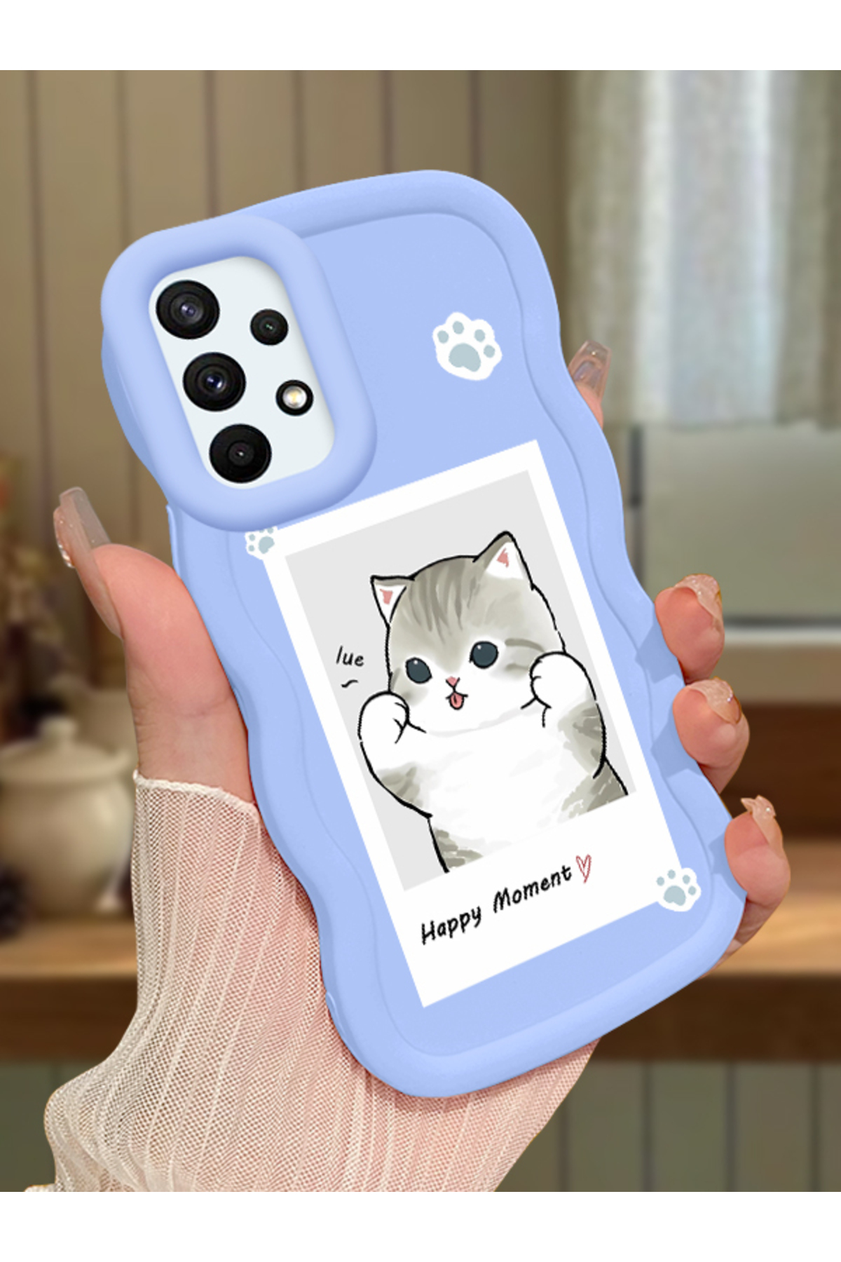 Samsung Galaxy A73 Compatible Blue Silicone Case Camera Shock Absorbing Design Stylish Printing