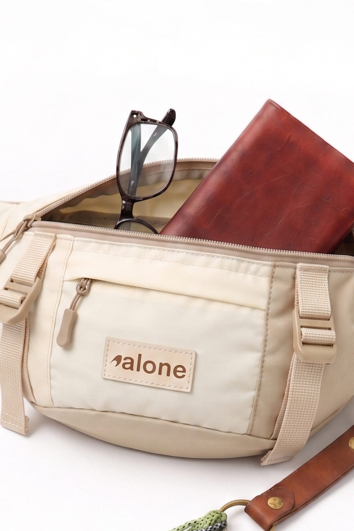 Alone AUnisex Bej Bel Çantası, Suya Day Fonksiyonel Body Bag, Ayarlanabilir Omuz & Göğüs Çantası 6060 görsel 5