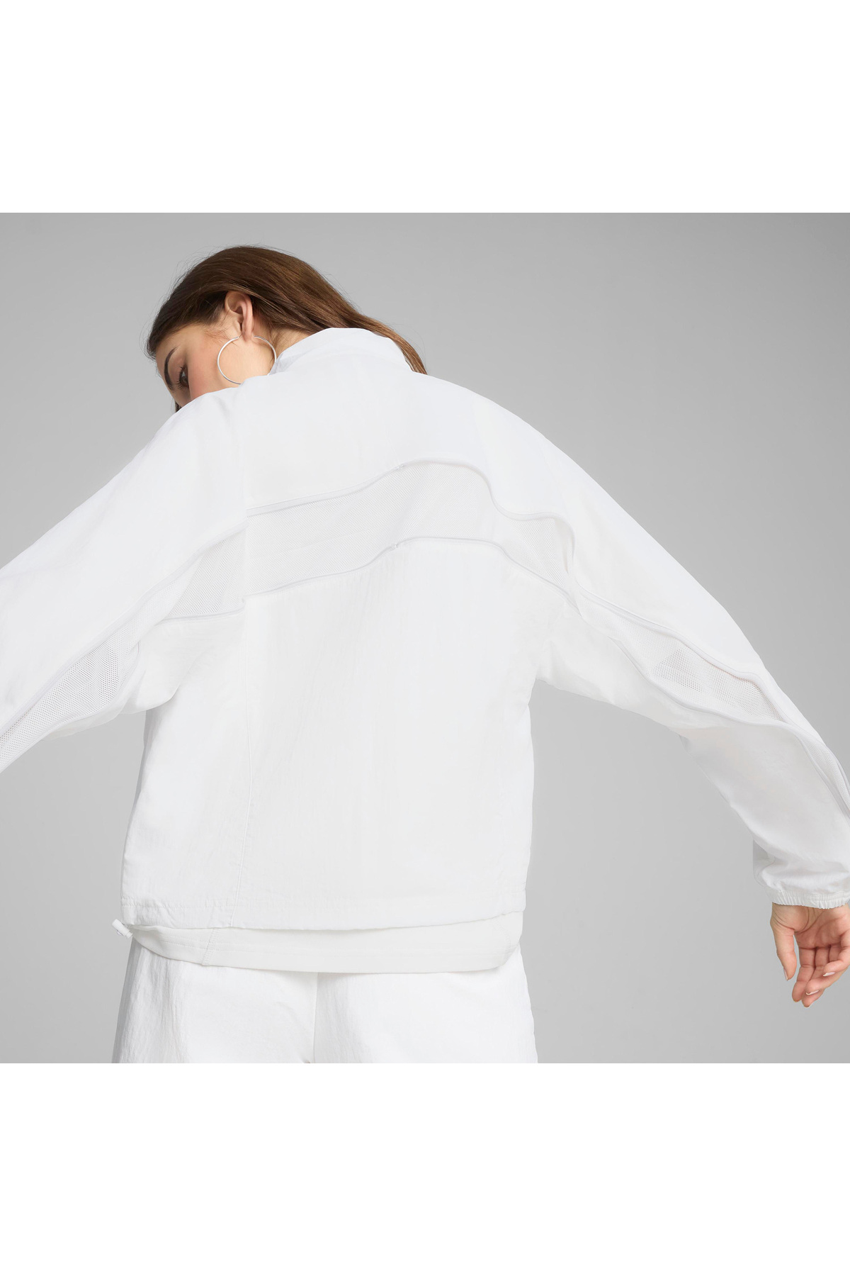 Puma Dare To Zip-Off Dokuma Kadın Beyaz Ceket görsel 7