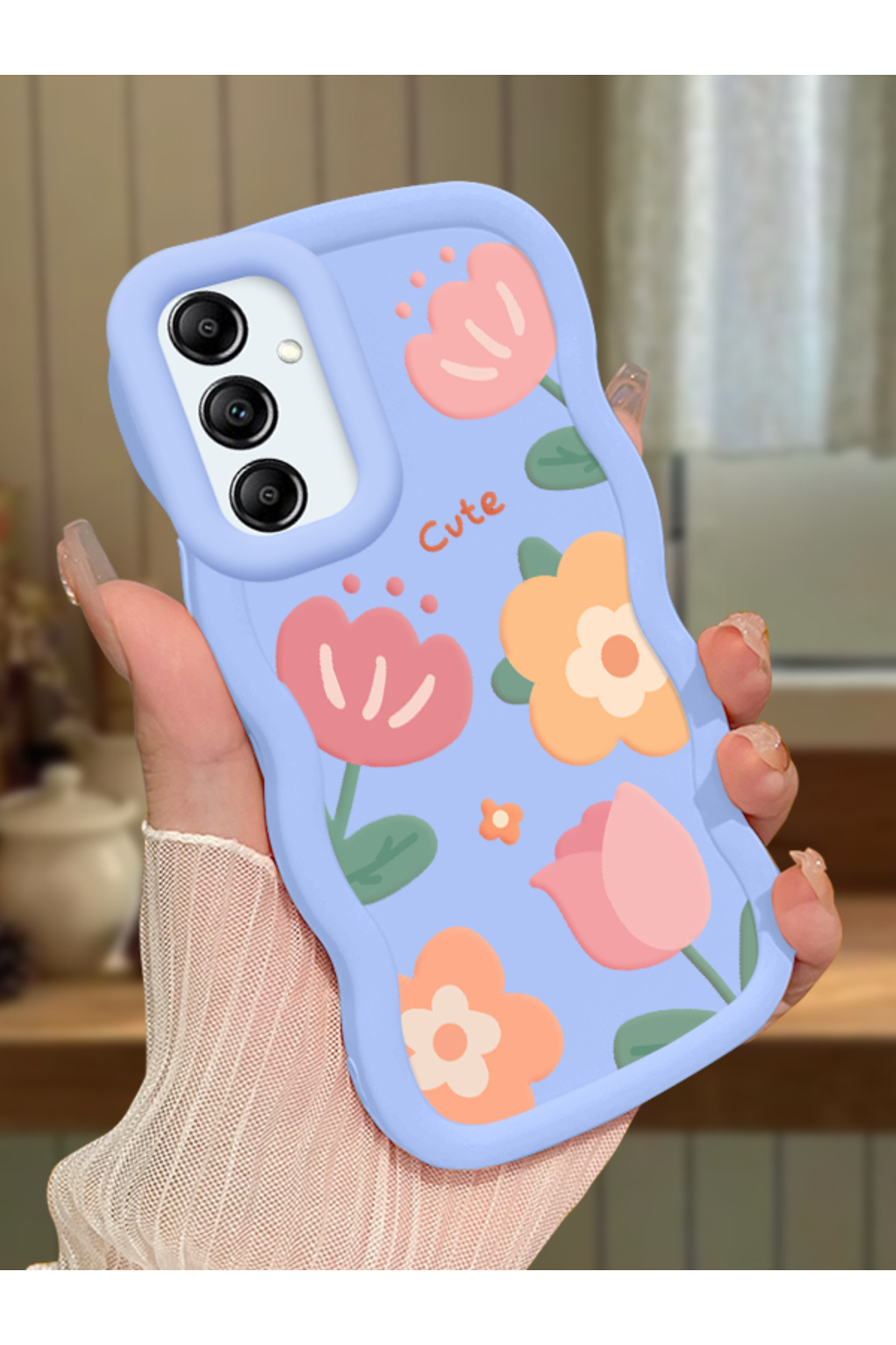Samsung Galaxy A14 4G/5G Compatible Blue Silicone Case Camera Shock Absorbing Design Stylish Printing