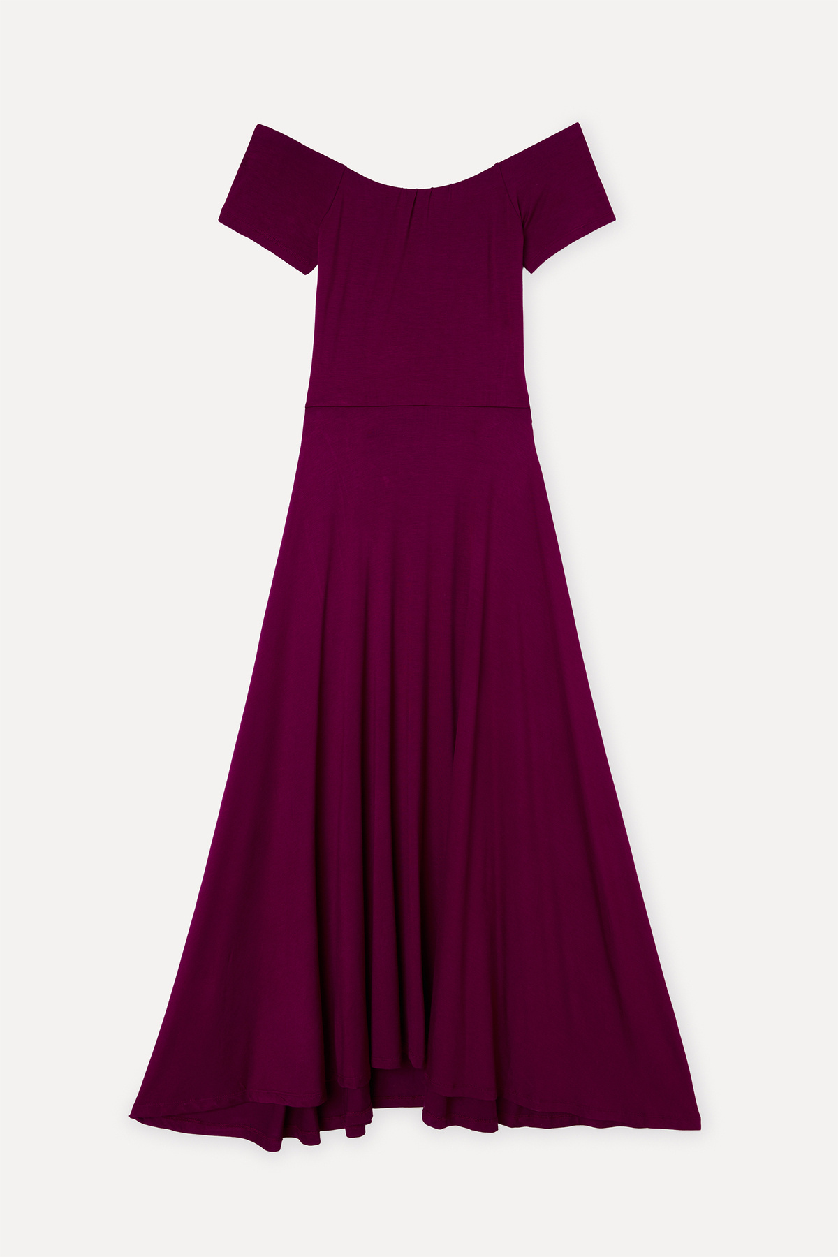 Mudo Women's Plum Boat Neck Flared Midi Dress