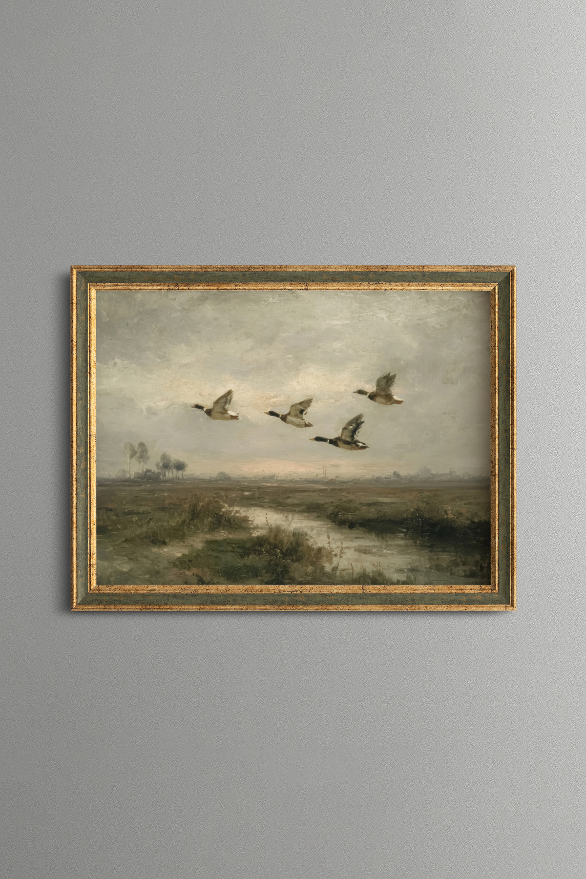 Ducks Floating in the Sky - Vintage Patterned Frame - Slim Model