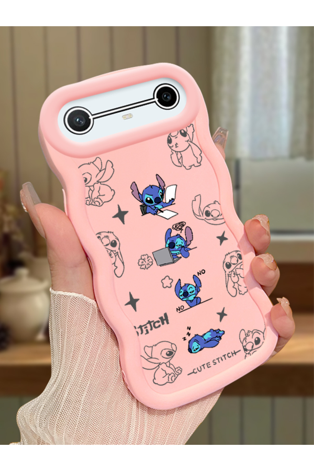 Tecno Spark Slim/Pova Slim Compatible Pink Silicone Case Camera Shock Absorbing Design Stitch