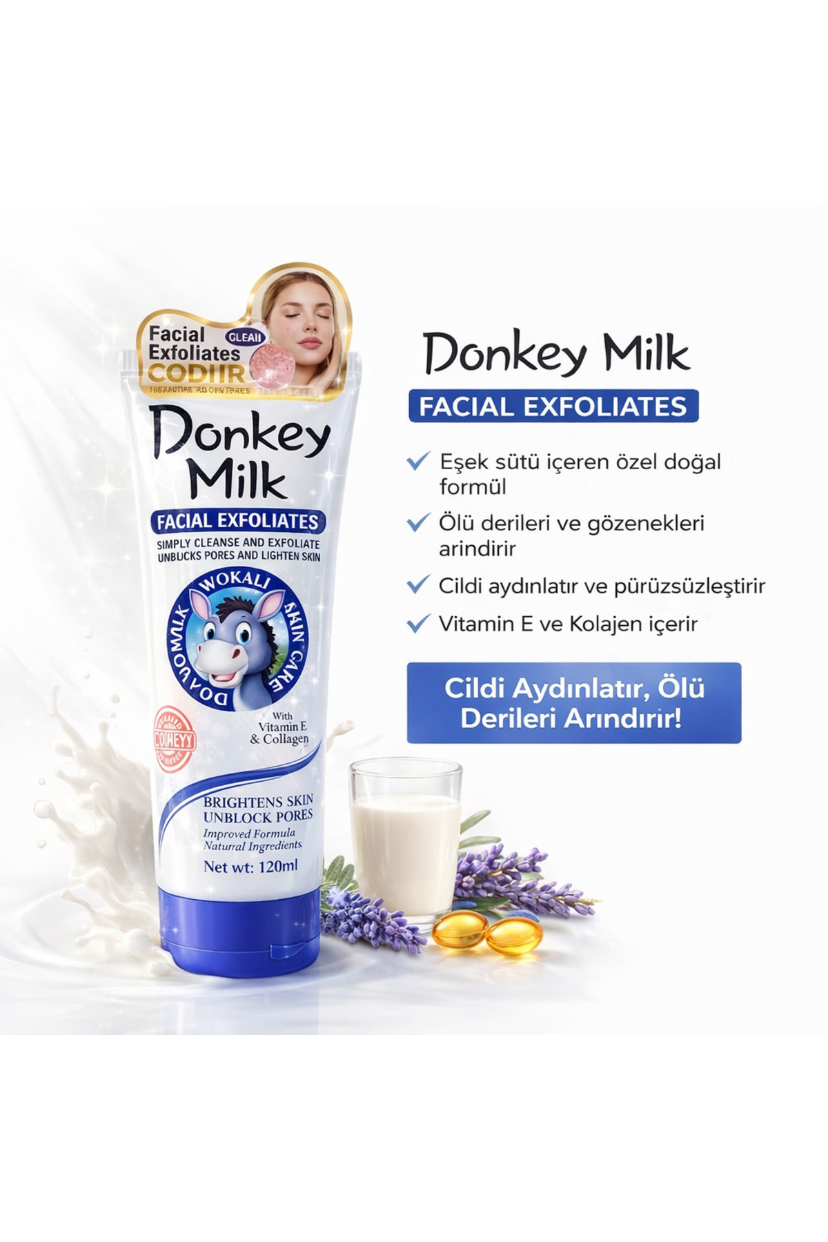 PİRAYE AKSESUAR Donkey Milk Facial - Yüz Peeling E Vitamin & Kolajen İçerir — peeling