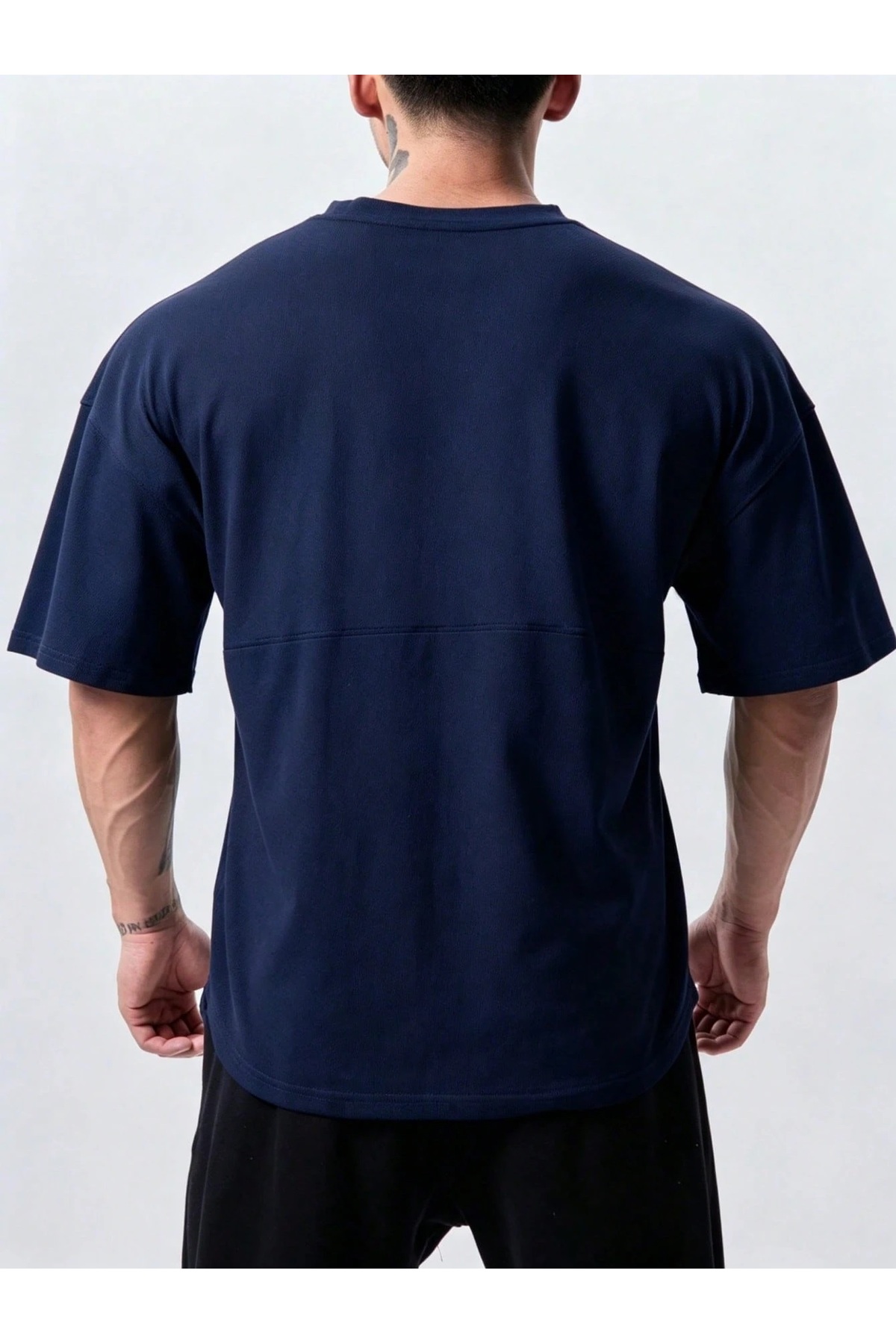 GENIUS STORE Genius Erkek Spor Tişört Polyester Kumaş Oversize Fitness & Gym Antrenman Tişörtü görsel 4