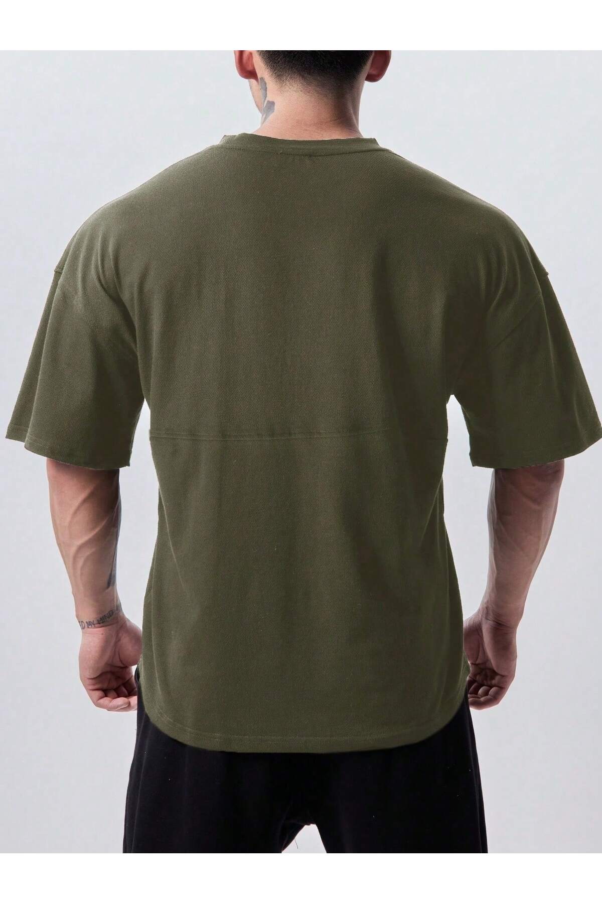 GENIUS STORE Genius Erkek Spor Tişört Polyester Kumaş Oversize Fitness & Gym Antrenman Tişörtü görsel 4