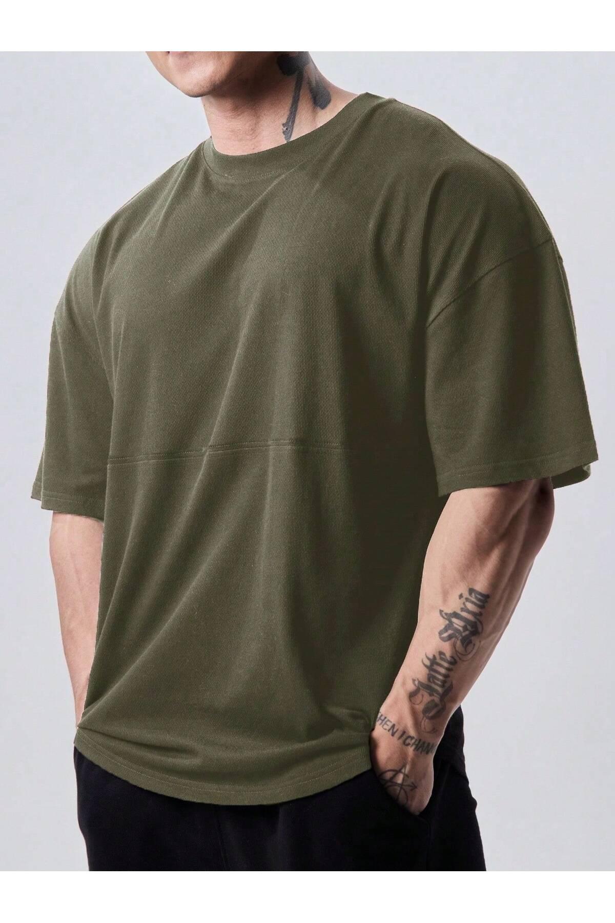 GENIUS STORE Genius Erkek Spor Tişört Polyester Kumaş Oversize Fitness & Gym Antrenman Tişörtü görsel 3
