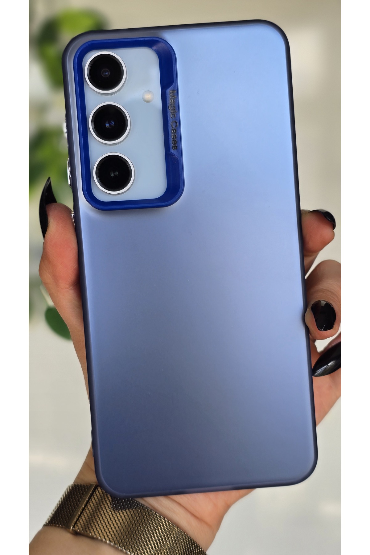 Samsung Galaxy A34 Compatible Blue Color Transition Matte Silicone Case Camera Frame Luxury Electro