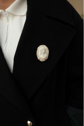 YAKA ART Helen Antik Vintage Kadın Porselen Broş - Rozet - Pin