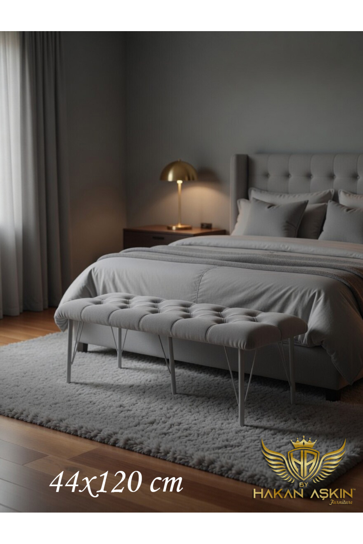 120 Cm 100% Mdf Babyface Puff & Bench Single with Metal Legs