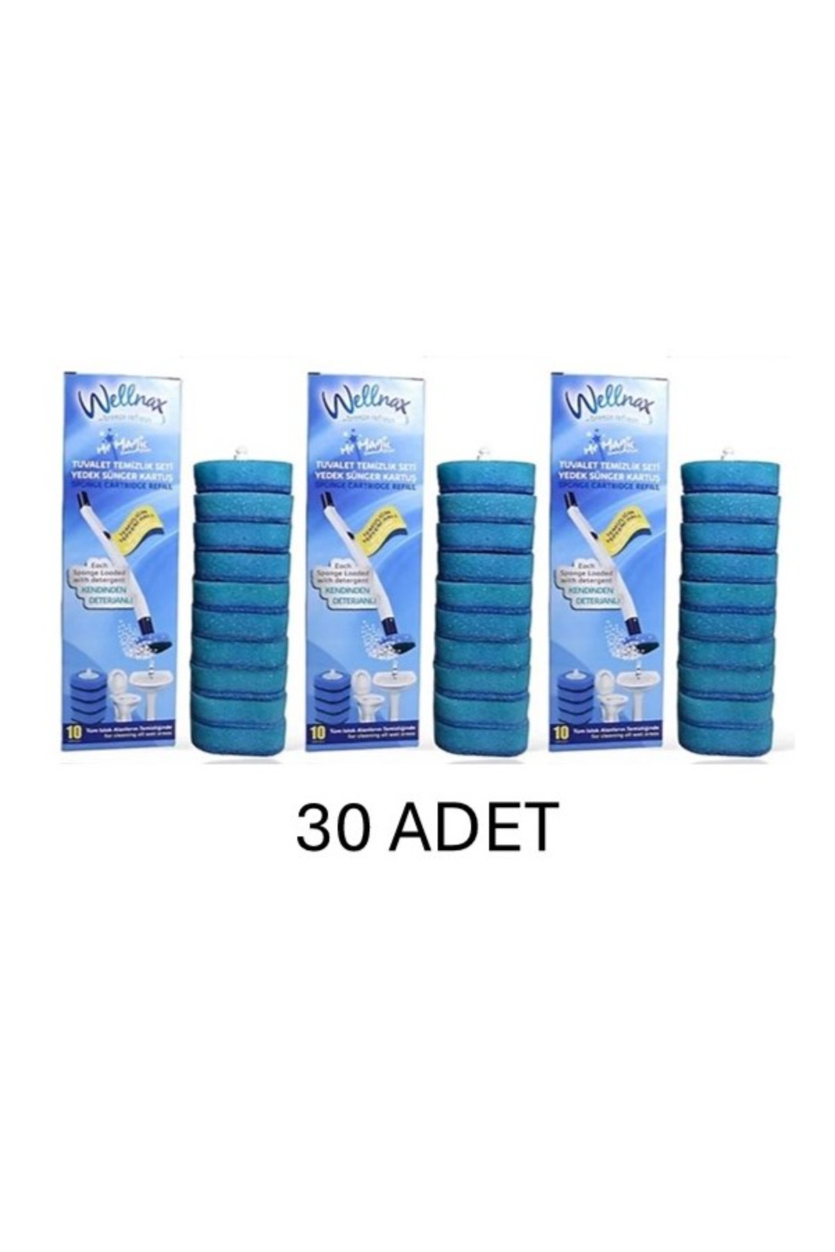 Wellnax Kendinden Deterjanlı, Tuvalet Fırçası Yedek Süngeri - 30