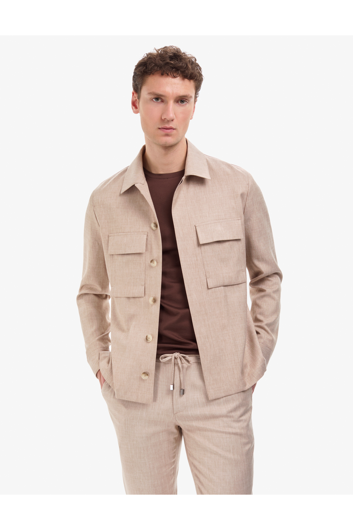 ژاکت پیراهن مردانه بژ سایز معمولی 50319599-VR011 پیر کاردین کت Pierre Cardin