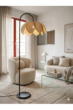 Emg DesiGn Lale Başlıklı Lambader Hareketli Başlık Modern Dekoratif Oturma Od...