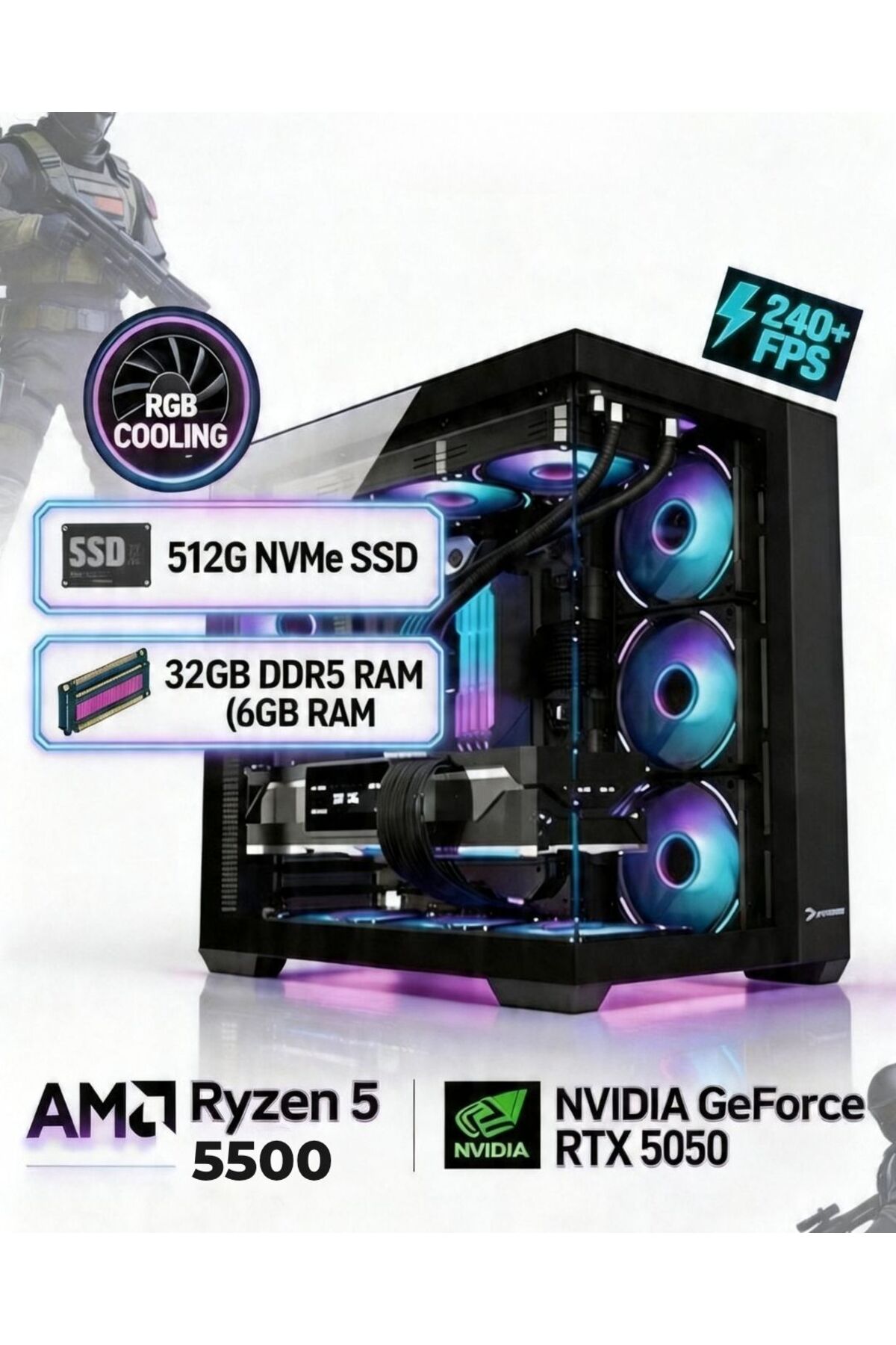 TEKDEN BİLGİSAYAR RTX 5050 Gaming PC | İ5-12400F | 16GB RAM