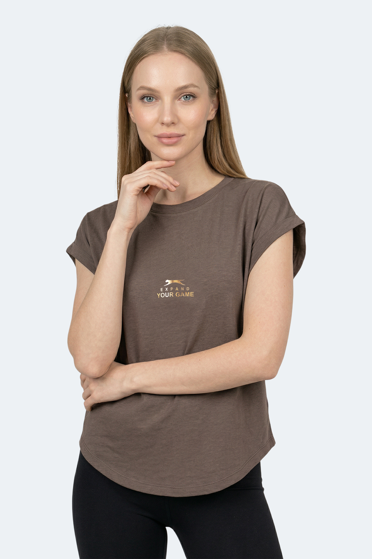 Slazenger KAPA Kadın Kahve Tişört görsel 6