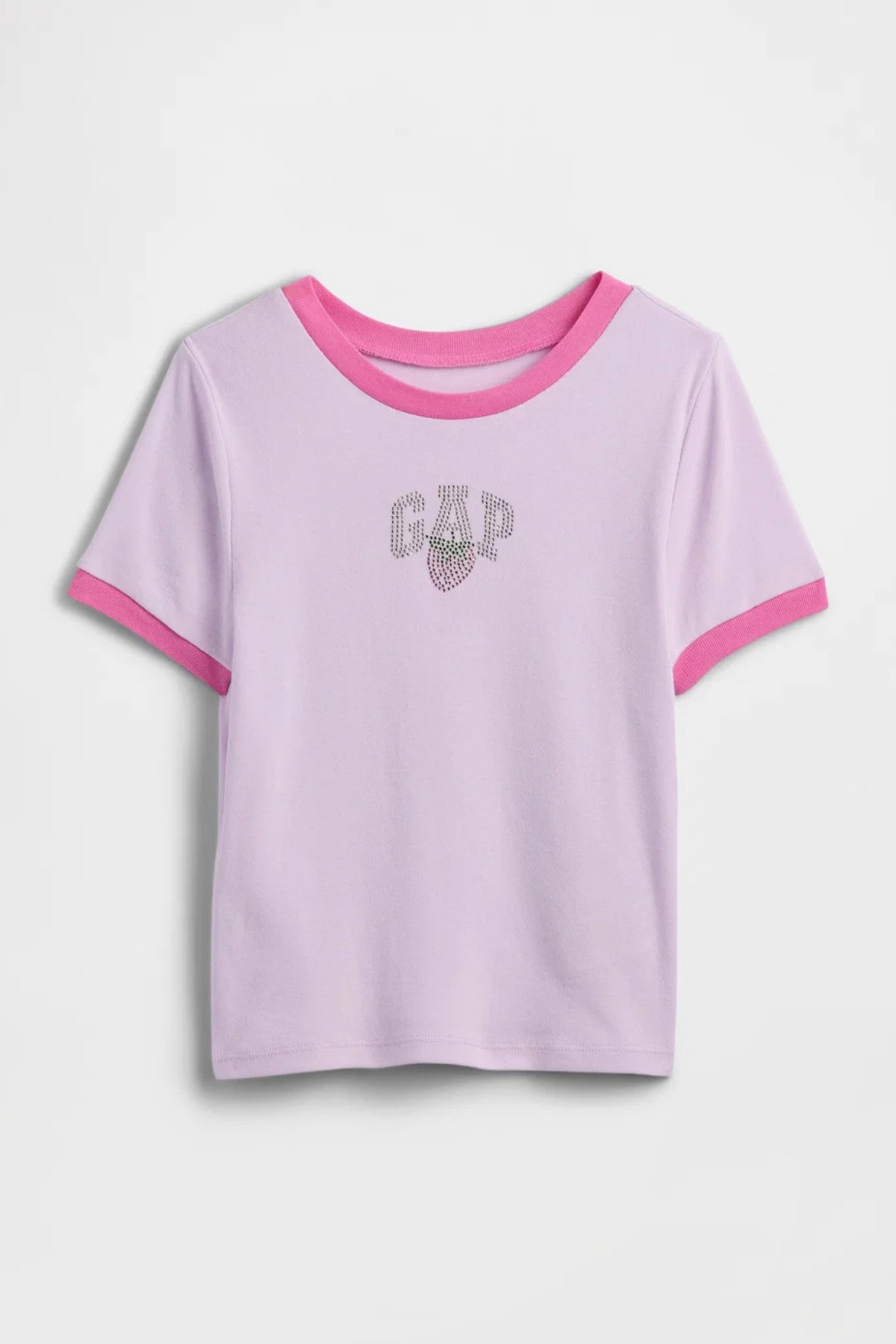 GAP Girl's Ringer Graphic Printed Lilac T-Shirt