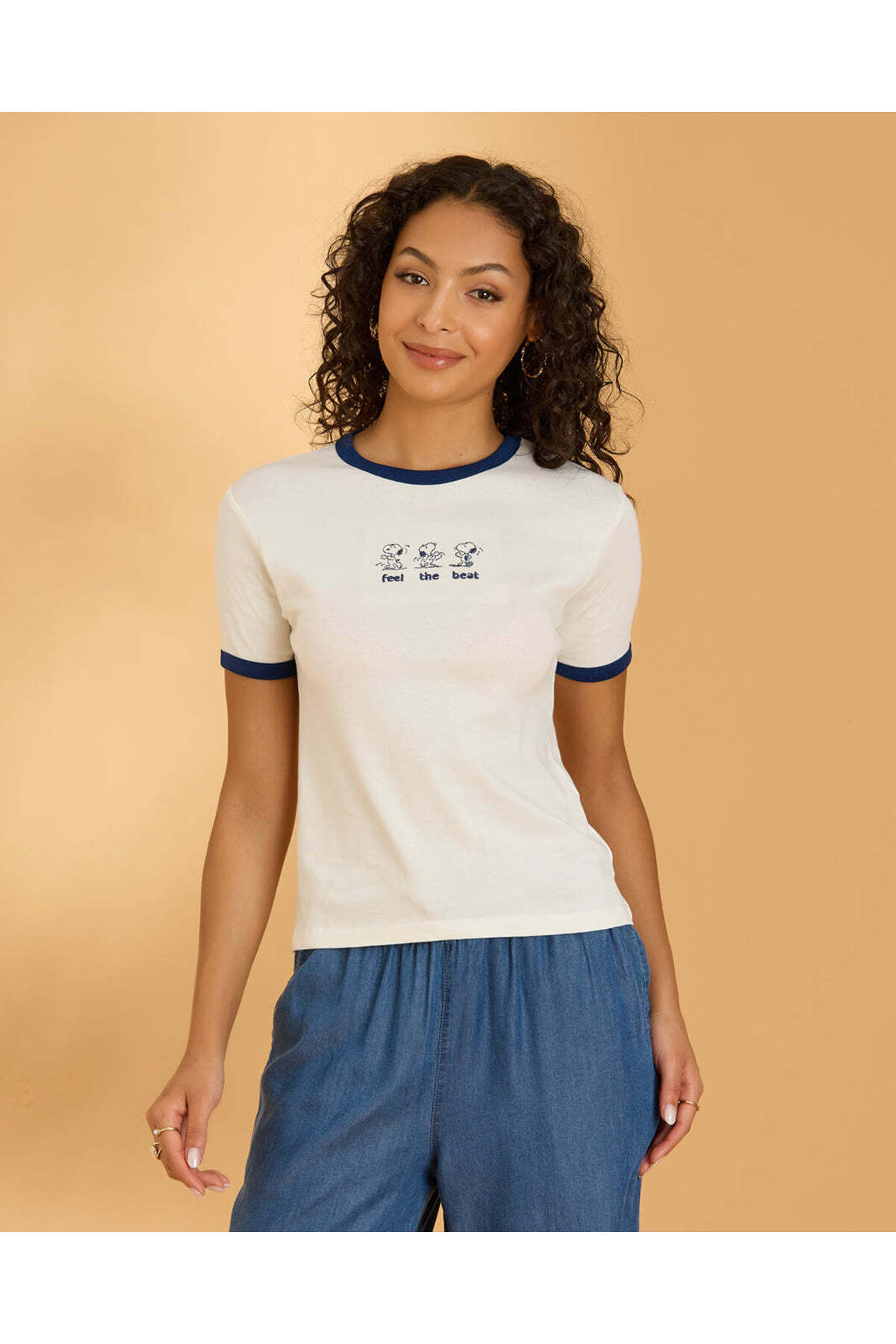 REDTAG Women White Peanut Rib T Shirt