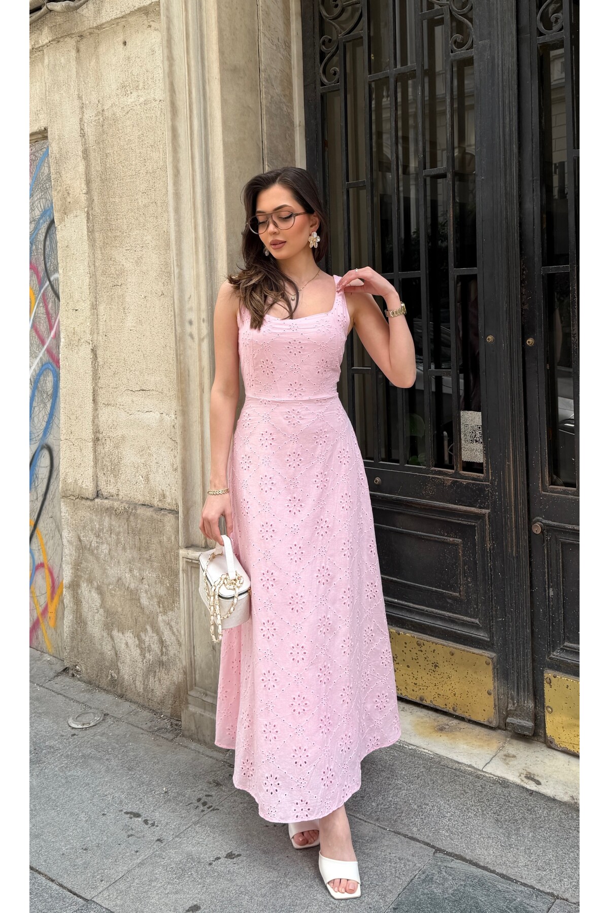 R-Style Lined Brodeli Strap Dress