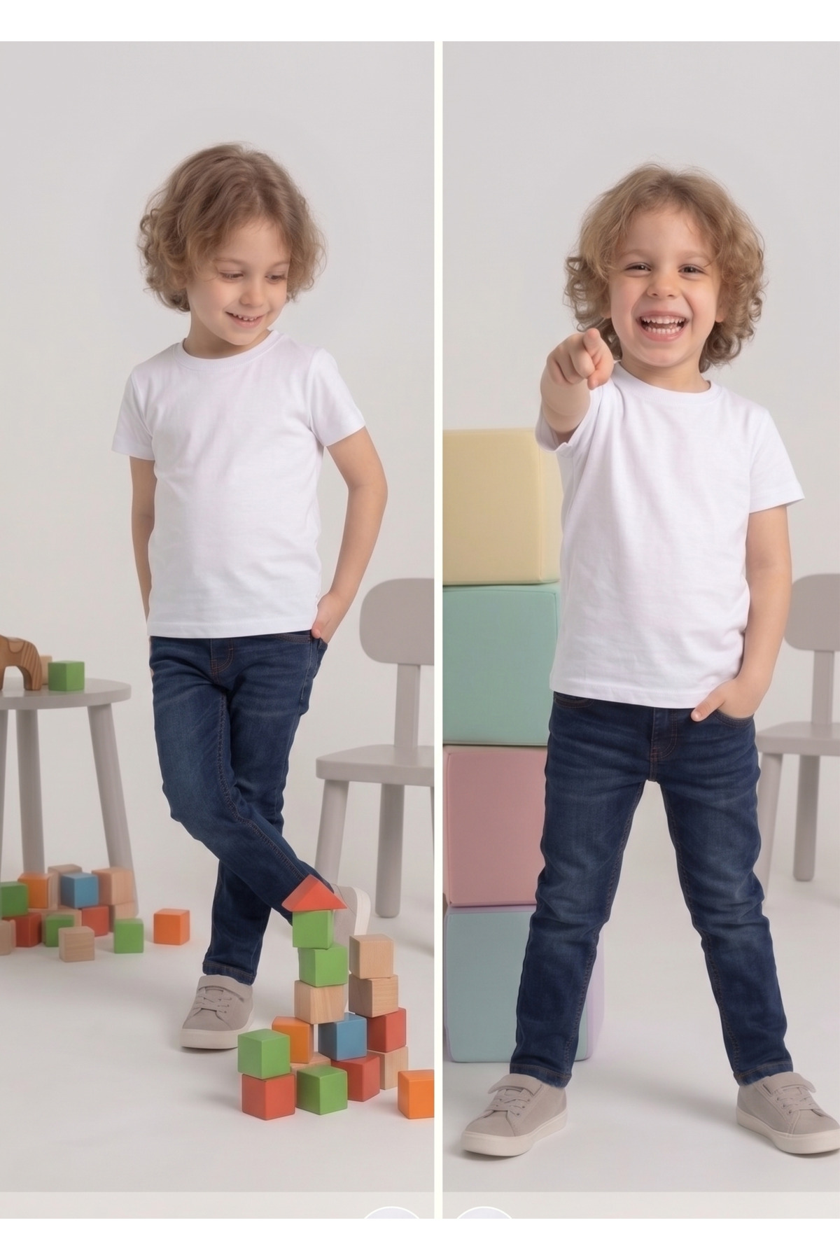 Kids T-shirt 2-Pack White Cotton Lycra T-Shirt
