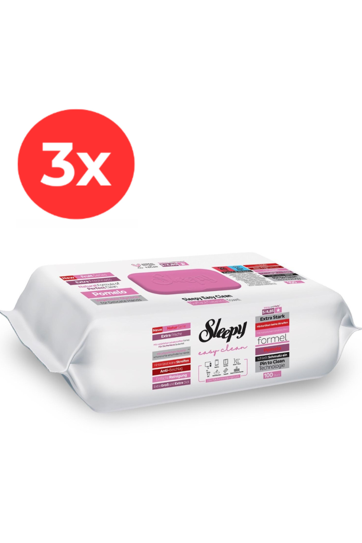 Sleepy 3x EASY CLEAN Servetele umede multisuprafete Pomelo 100buc