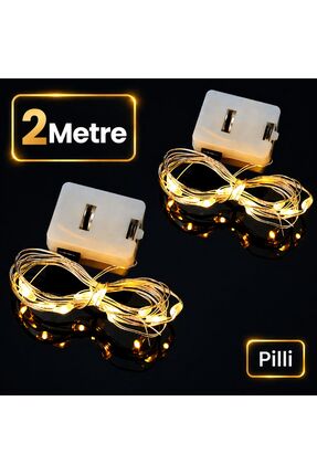BERHAT 2 Metre Peri Led Dekoratif Sarı Renk Pilli