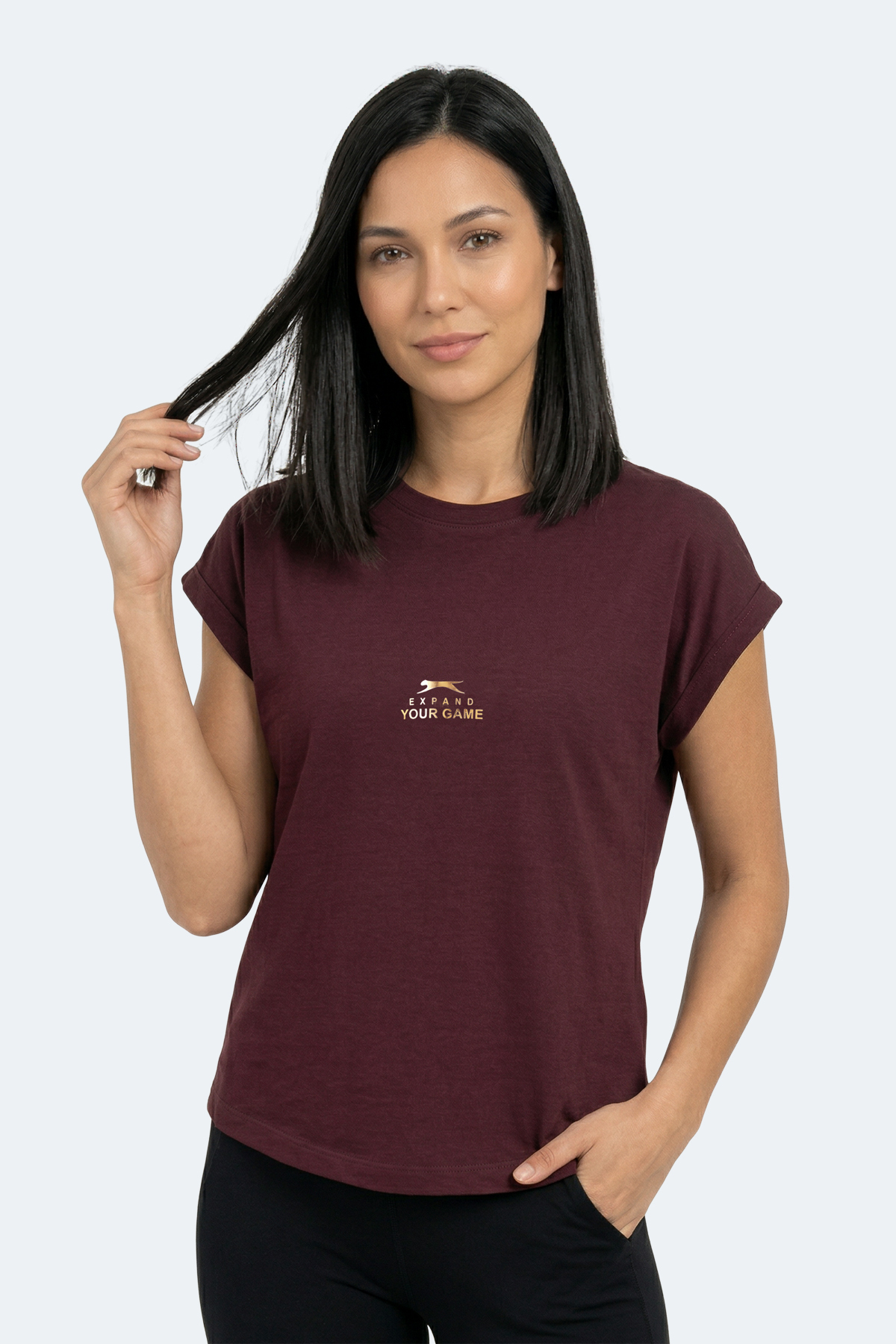 Slazenger KAPA Kadın Mürdüm Tişört görsel 5