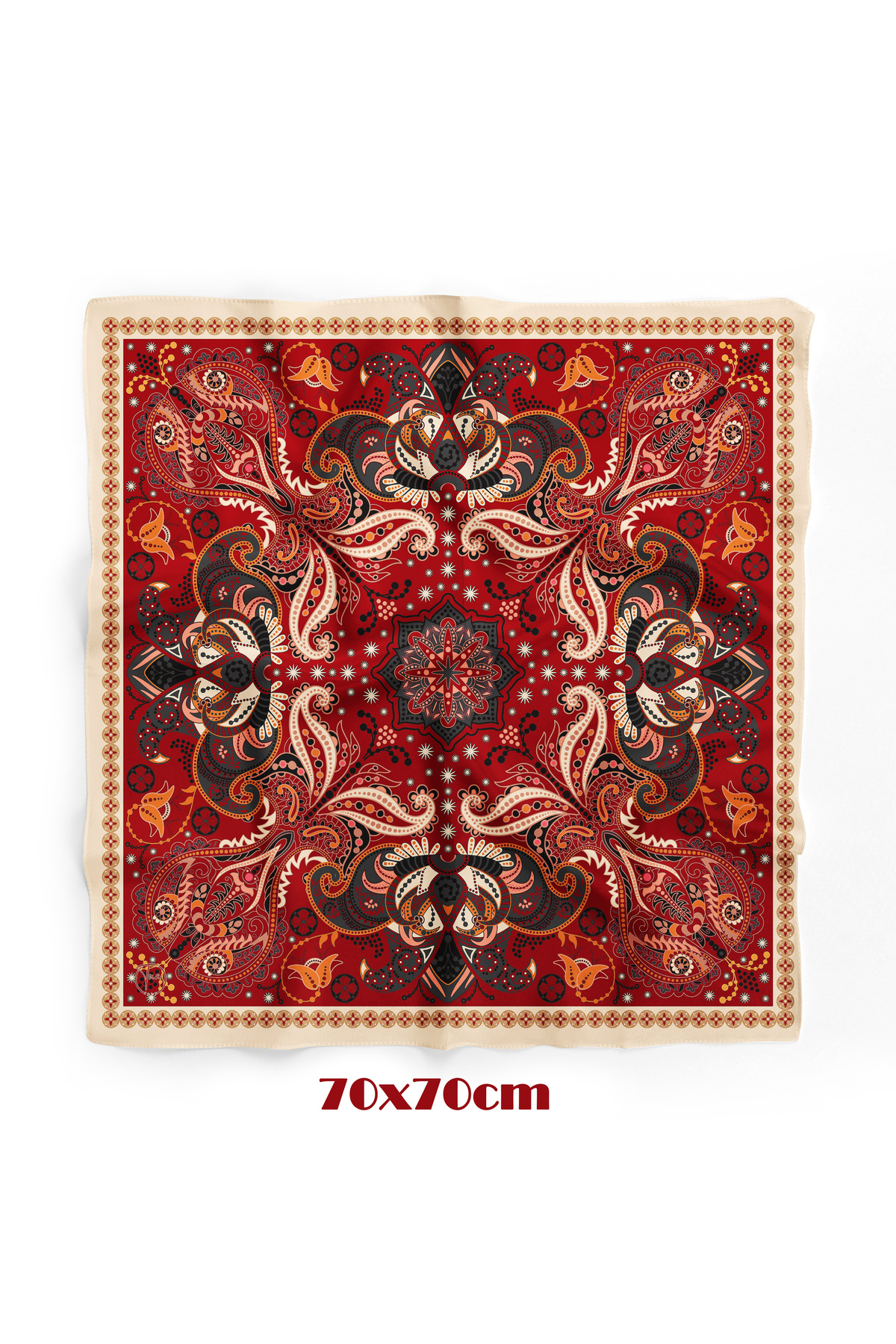 tuaipek Kızıl Matra Desen 70*70cm Bandana/Fular görsel 2