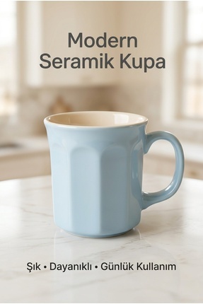 Shuvae Pastel Mavi Seramik Kupa 270 ml – Modern Tasarım Kahve & Çay Bardağı