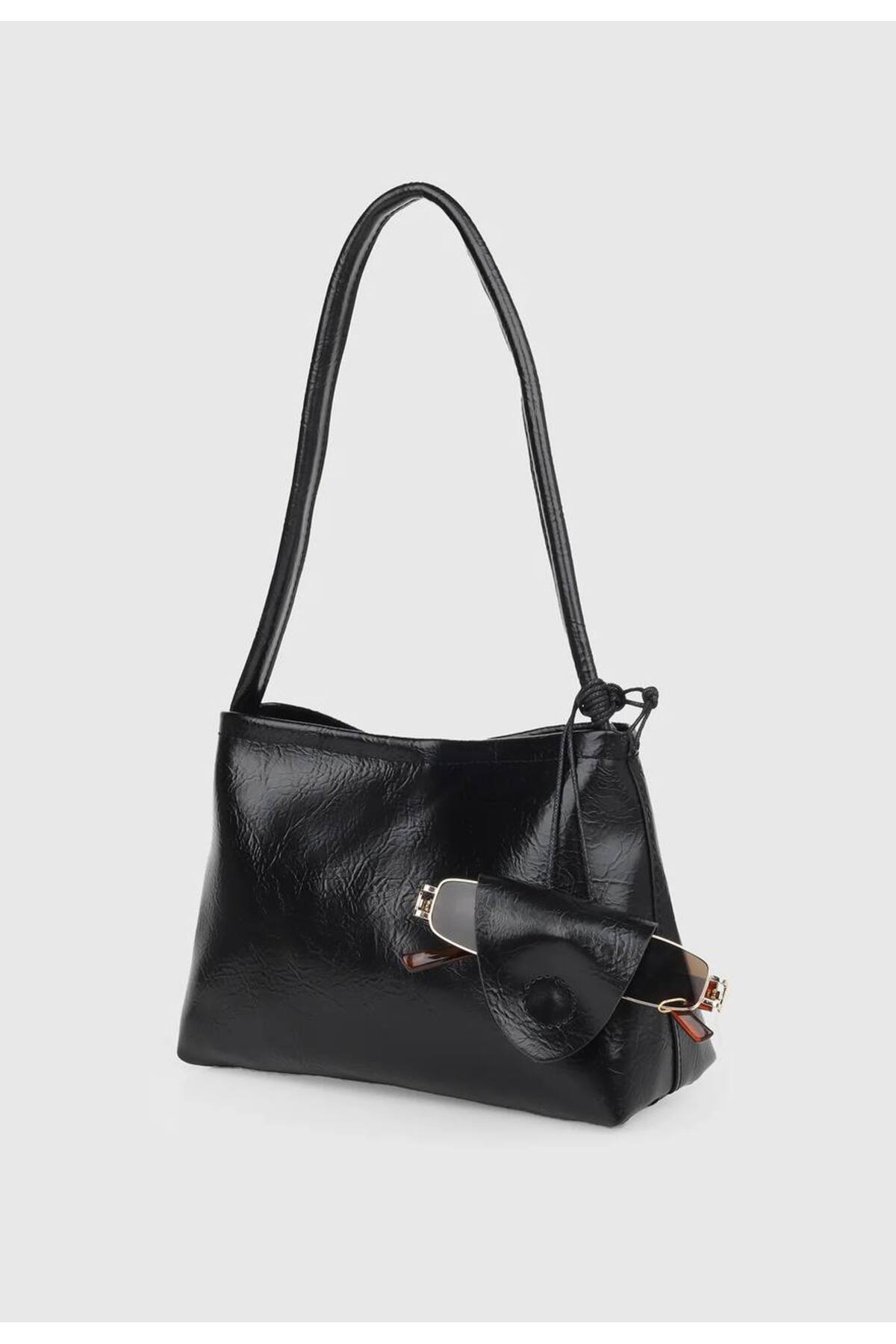 Black AURA Women's Handbag and Shoulder Bag with Eyewear Detail görünüm 4