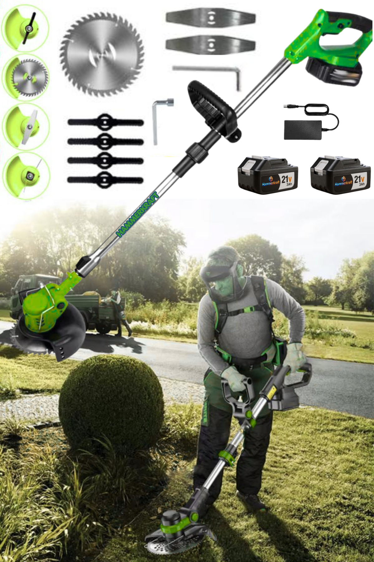 ＊imane＊ポワージュ ブルー 2点セット HAMMERKRAFT Alman Teknoloji Profosyonel 21V3Ah Çift Akülü Teleskop