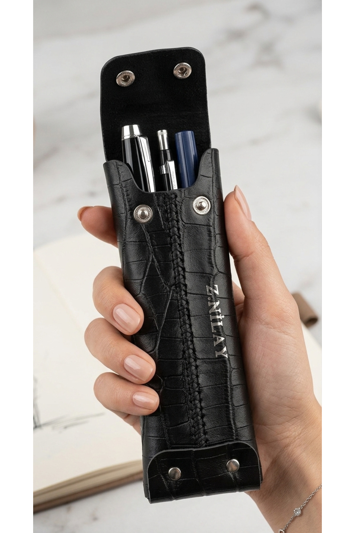Genuine Leather Pencil Case & Glasses Case Handmade Customizable Durable Stylish Organizer