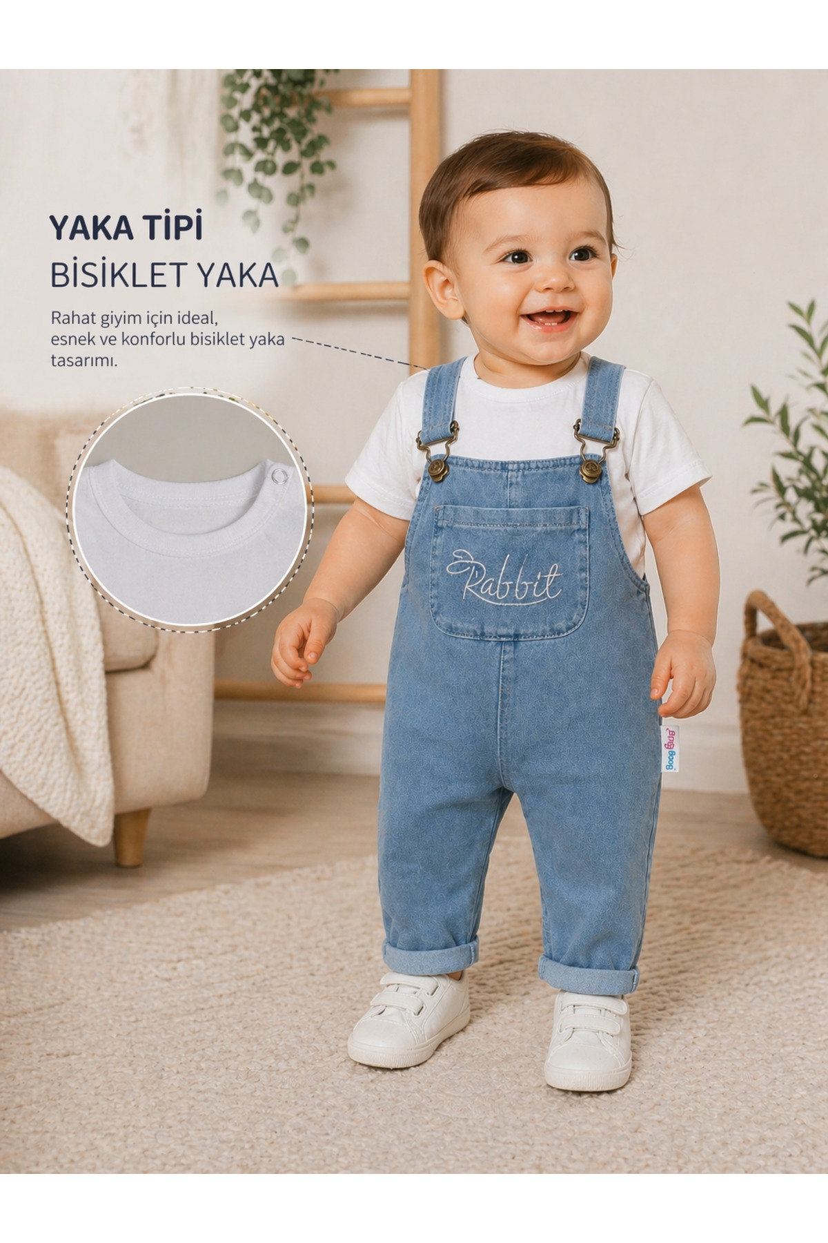 Baby Buu 2-Piece Baby Set with Straps and Denim Overalls – Stylish